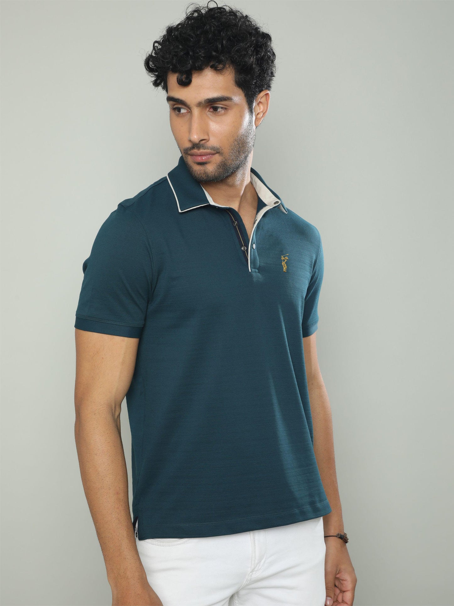 Teal Blue Premium Pique Crush Polo T-Shirt
