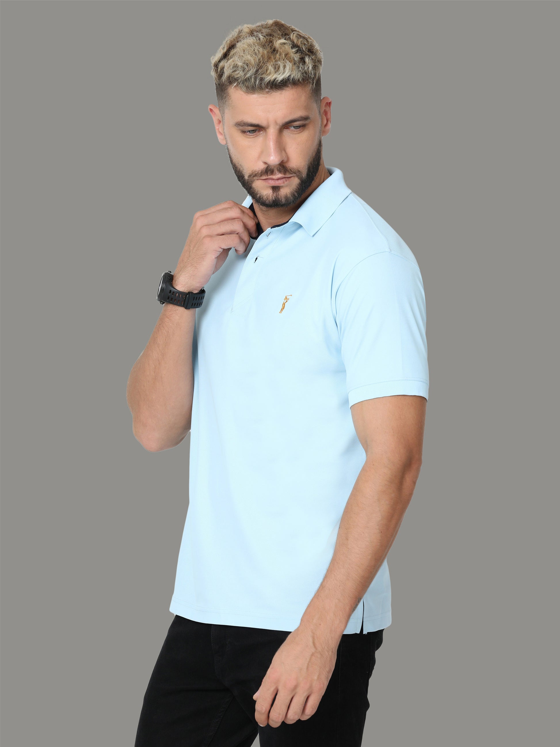Ice Blue Polo T Shirt for Men