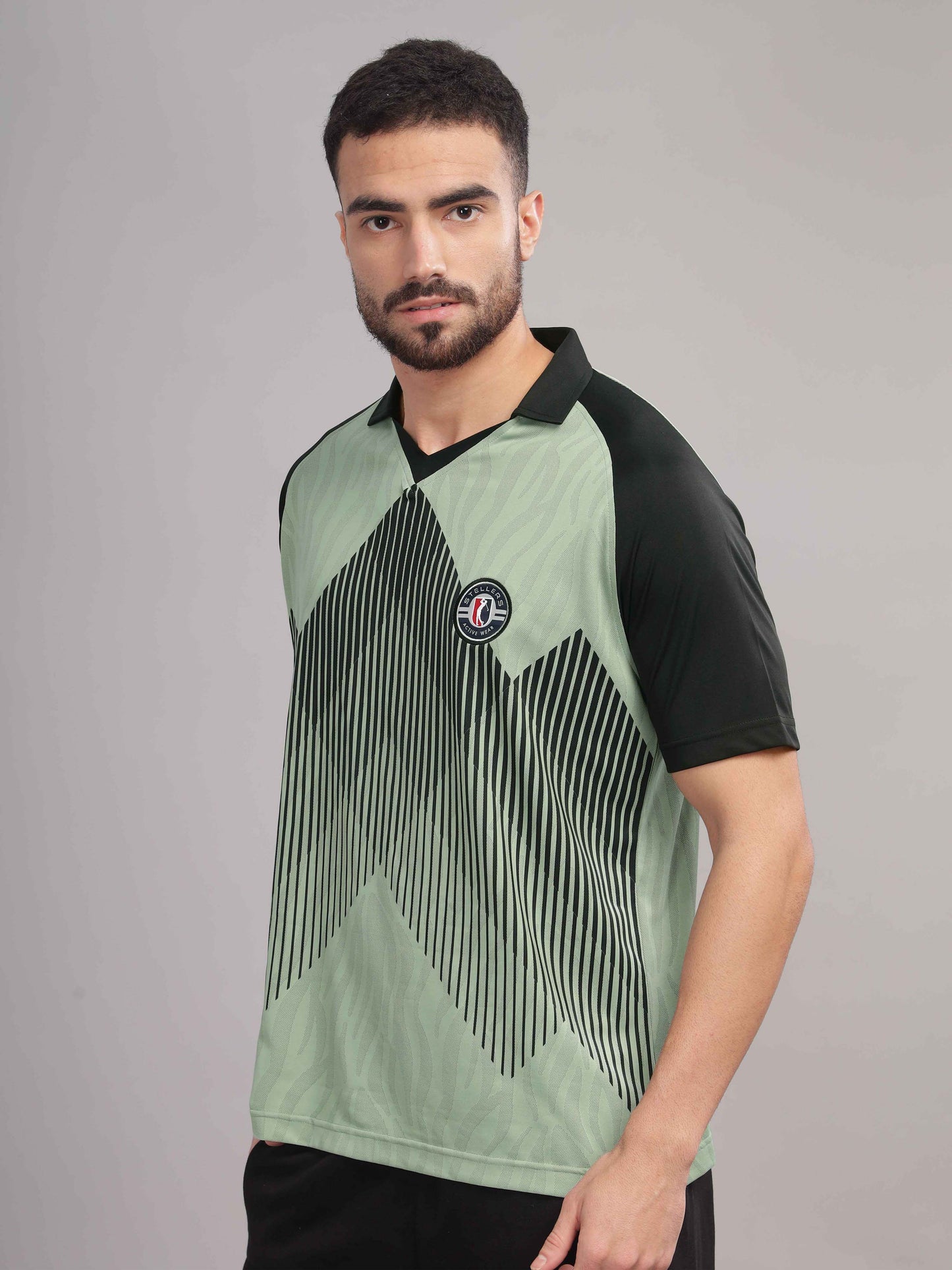 Misty Green Mens Printed Active Wear T-Shirt
