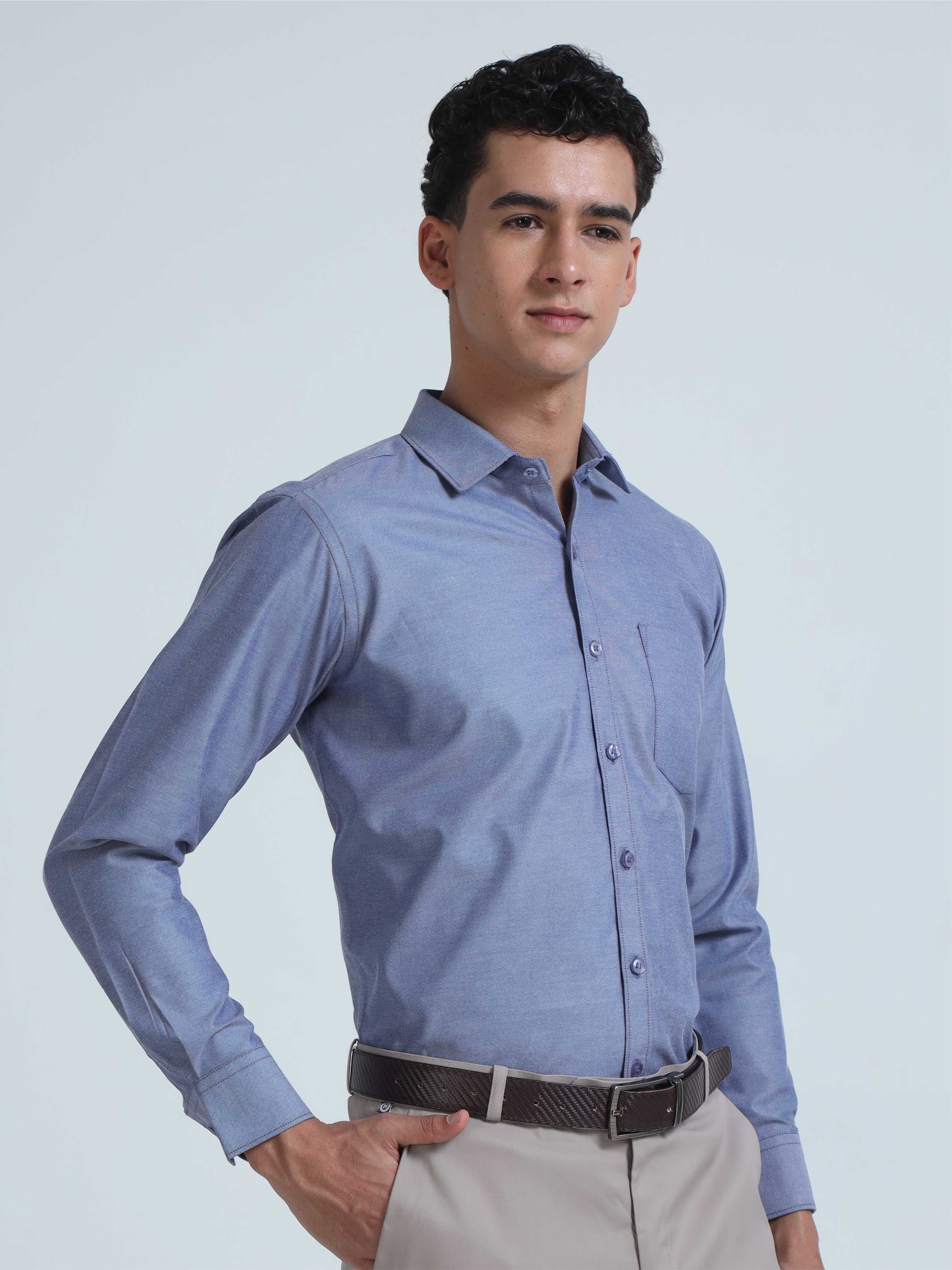 Deep Blue Oxford Formal Shirts for Men