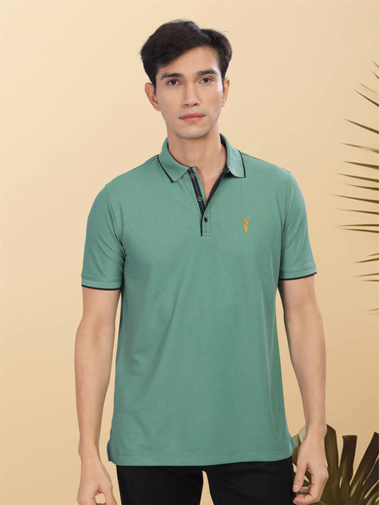 Aqua Green Men's Tipping Polo T-Shirt