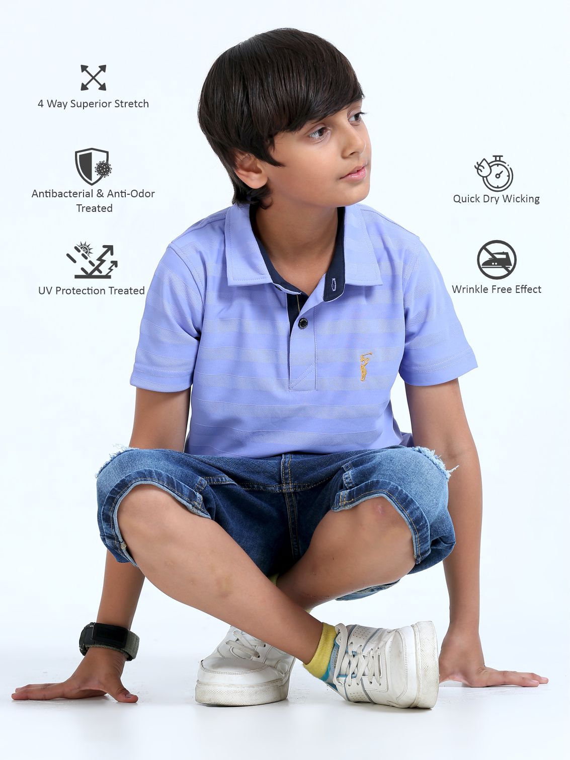 Light Purple Sublimation Stripes Polo T-Shirt