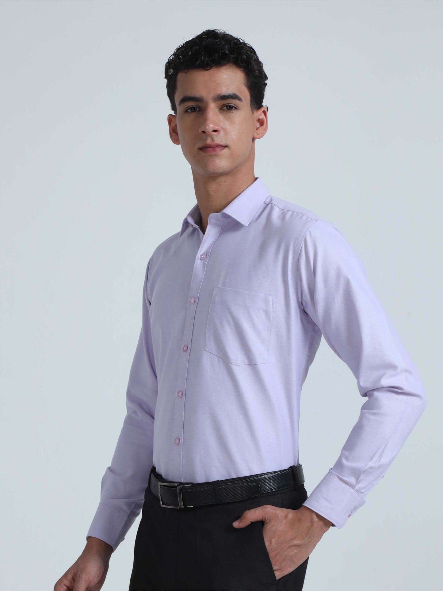 Light Purple Men's Premium Oxford Office Formals-Plus Size