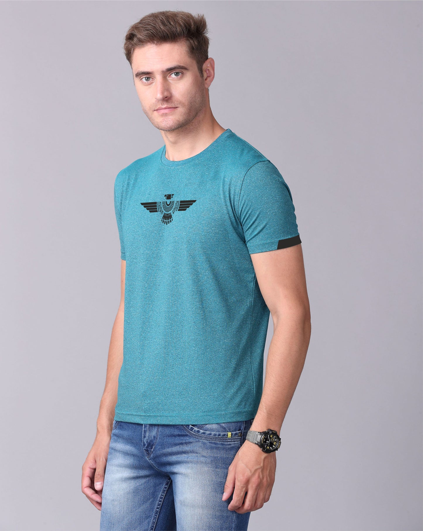 Jade Green Men's Round Neck T Shirt