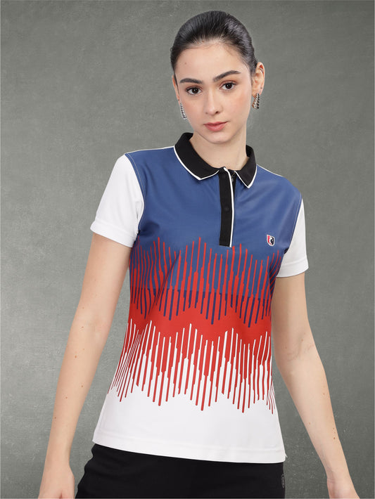 Multi Color Women Active Wear Polo T-shirt