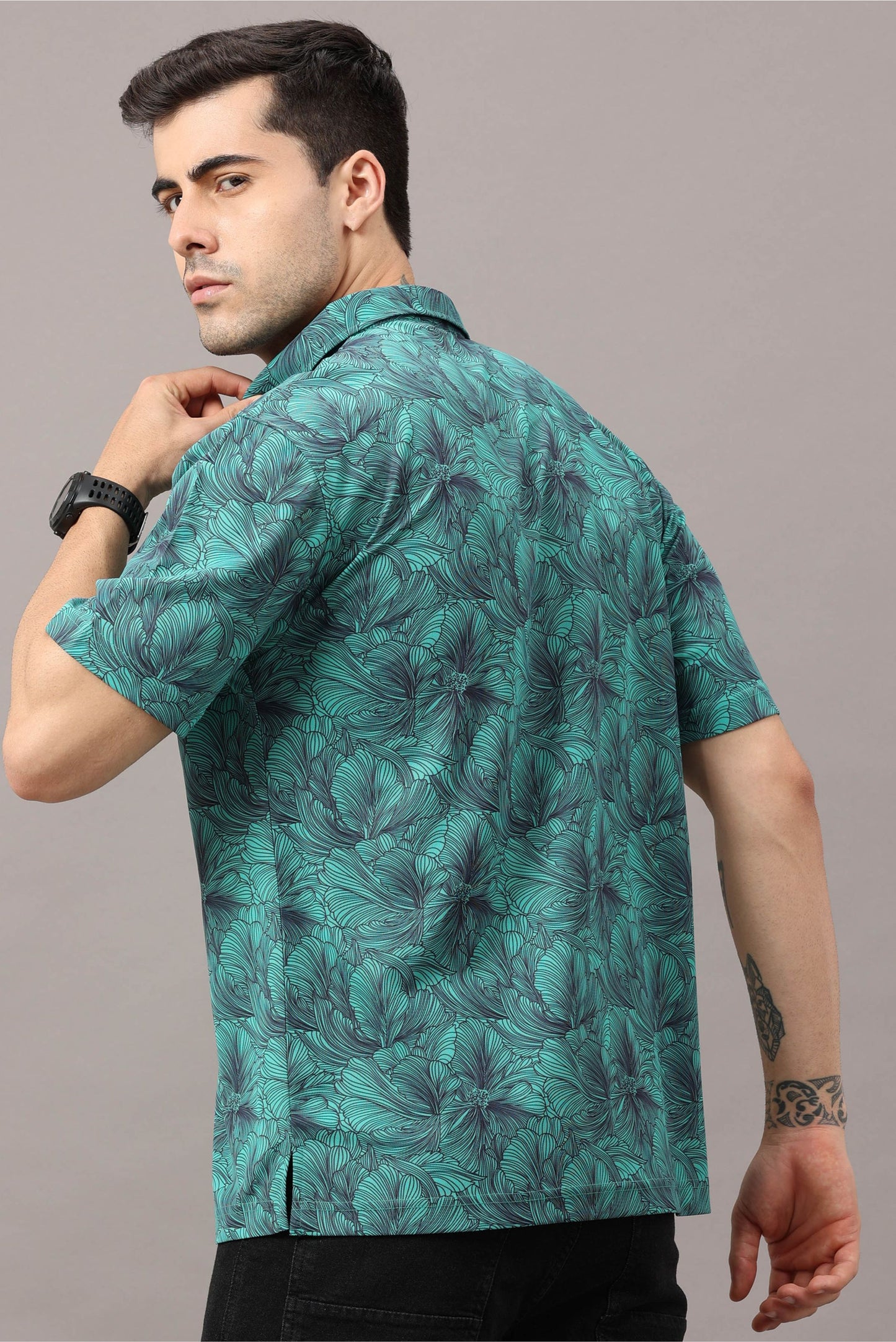 Siemens Green Men's Floral Print Golf Polo T-Shirts | Quick Dry | Stretchable | UV Protected | Wrinkle & Odour-Free