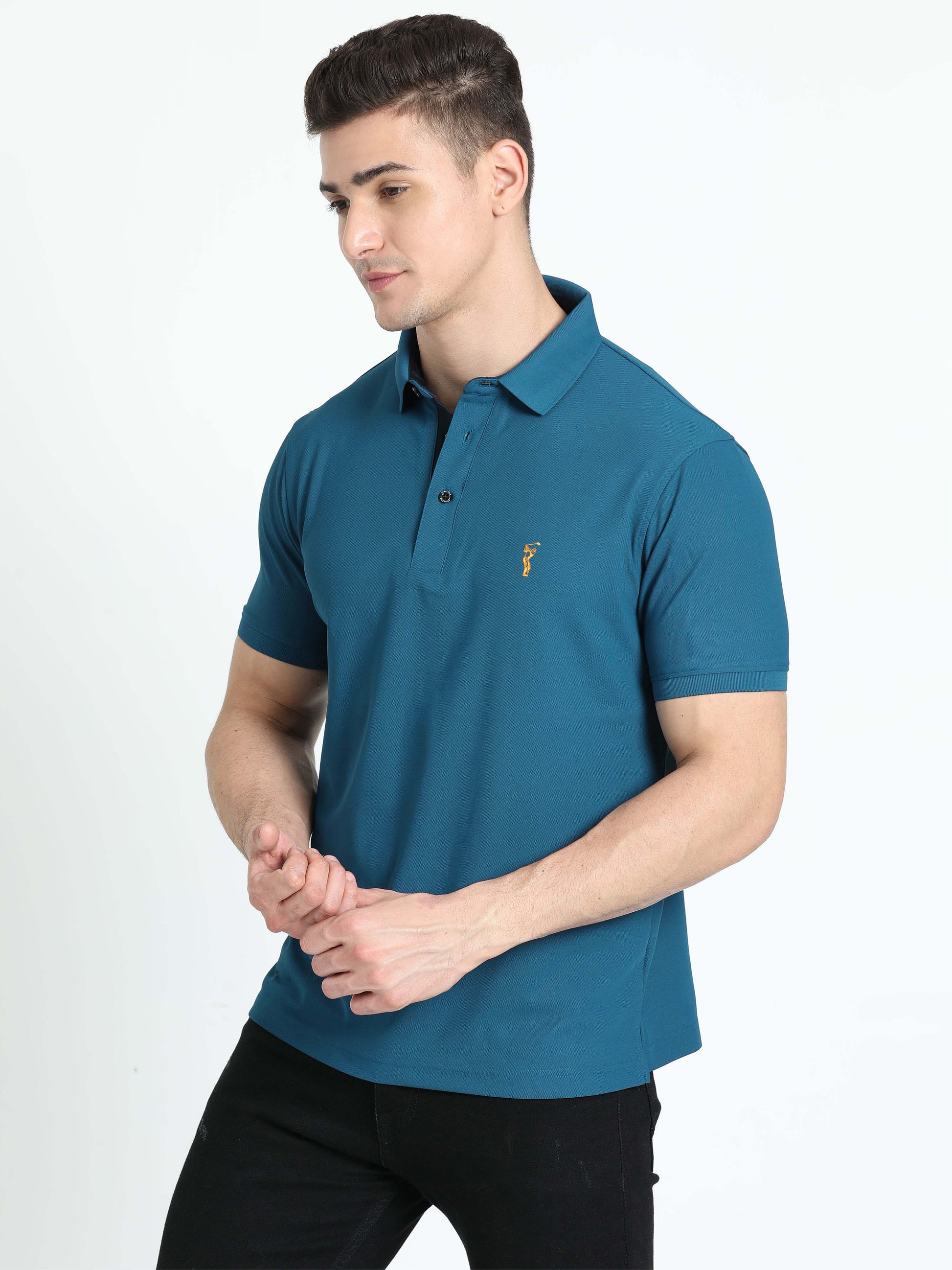 Teal Green Polo T Shirt for Men 