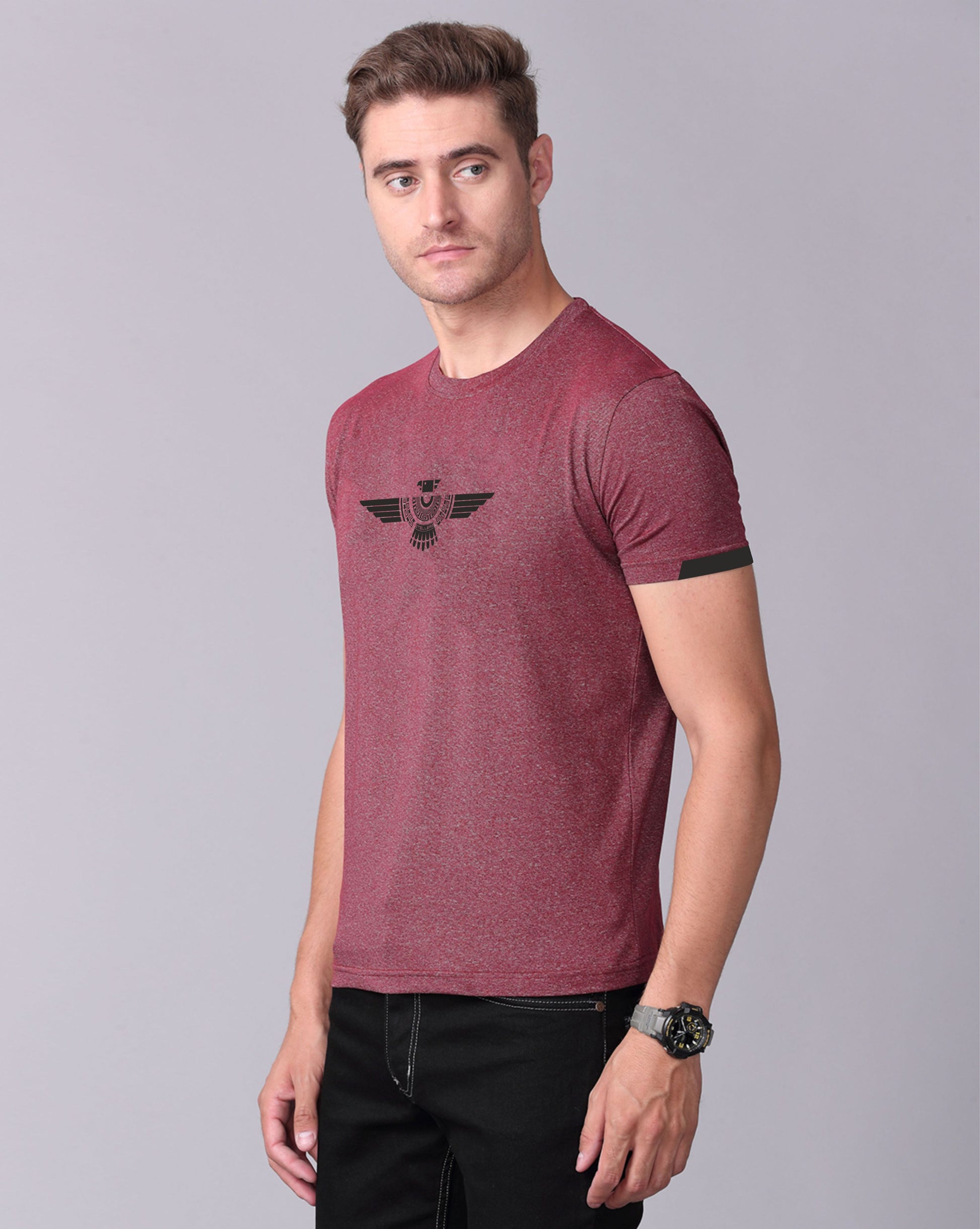 Maroon Men's Round Neck T Shirt