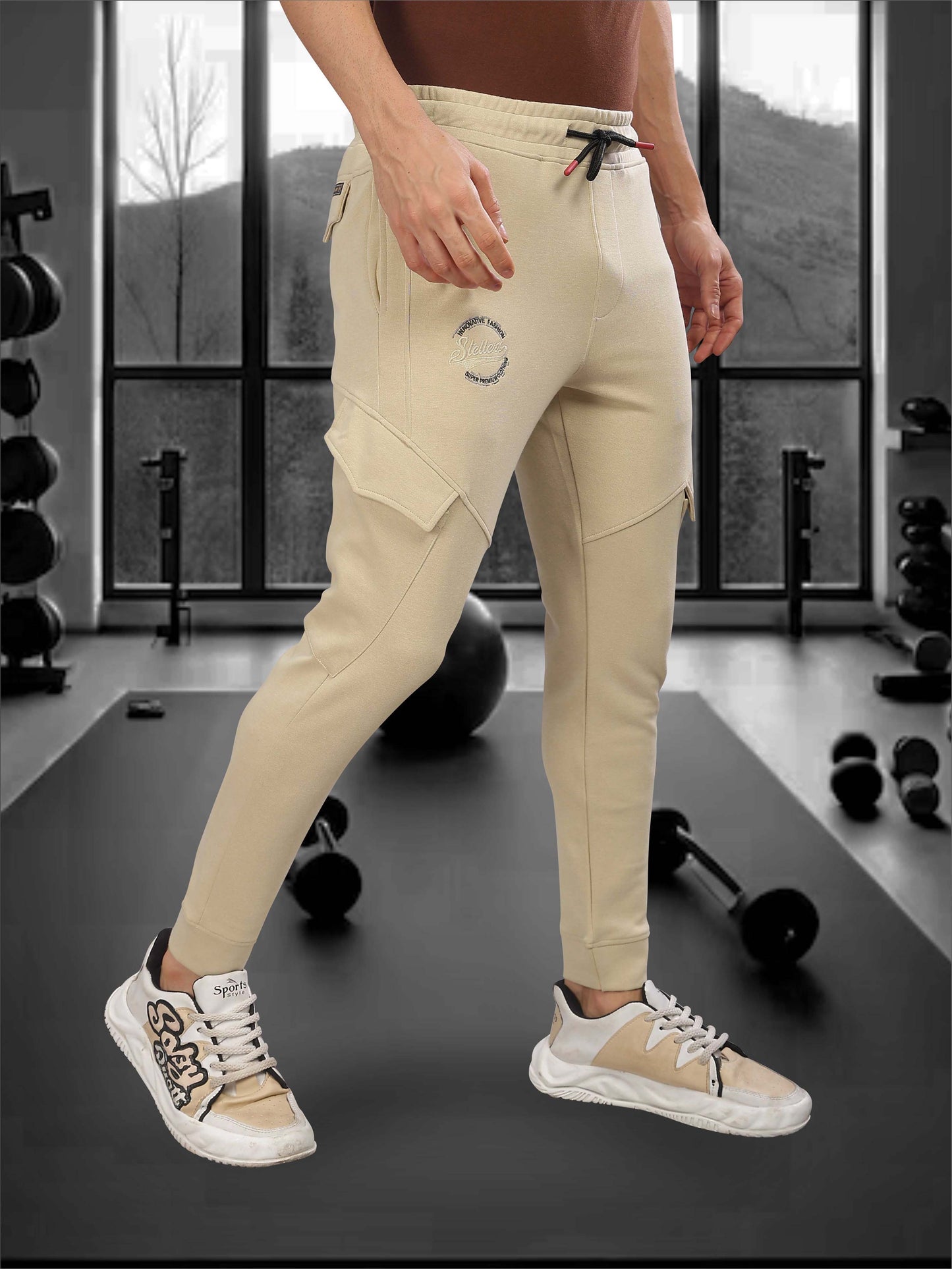 Beige Men's Track Pant