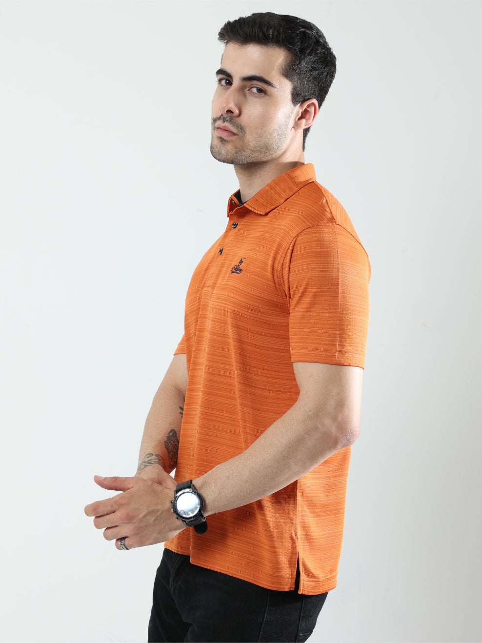 Russet Men's Barcode Weave Golf Polo T Shirt