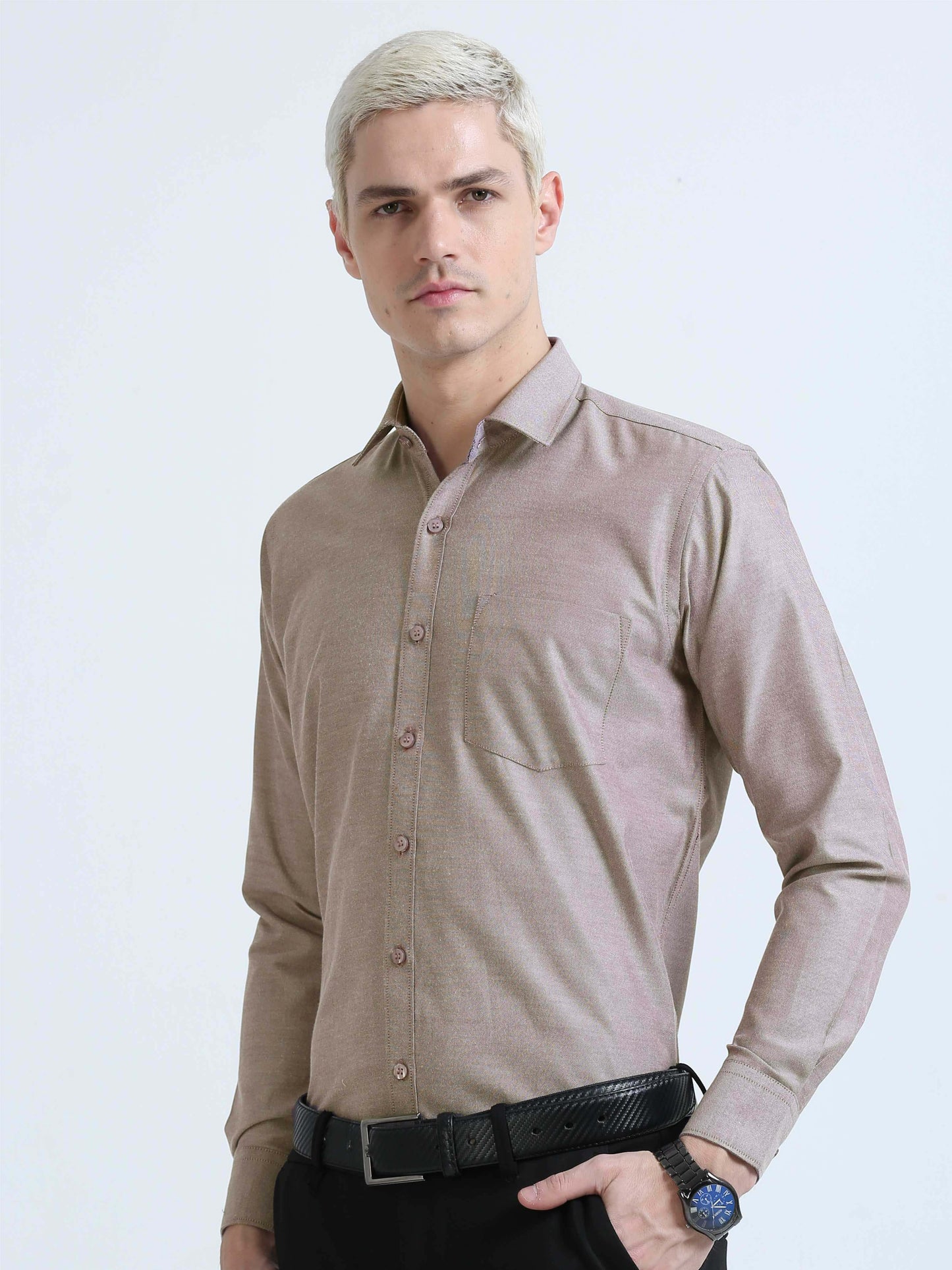 Wine Strom Oxford Formal Shirt for Men 