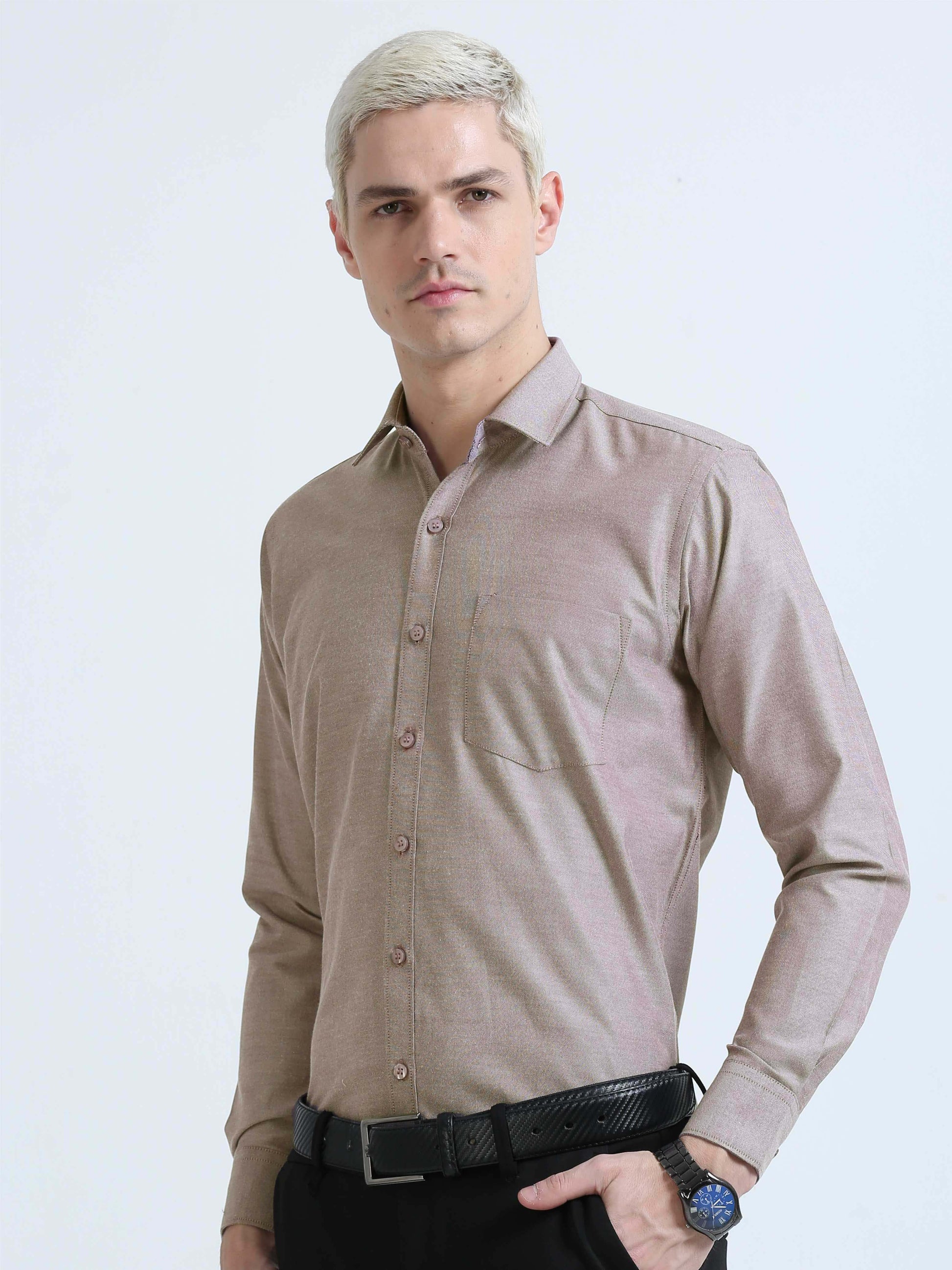 Wine Strom Oxford Formal Shirt for Men 
