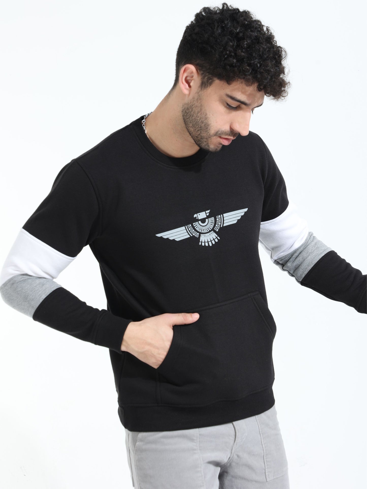  Black Men's Crew Neck Sweatshirt