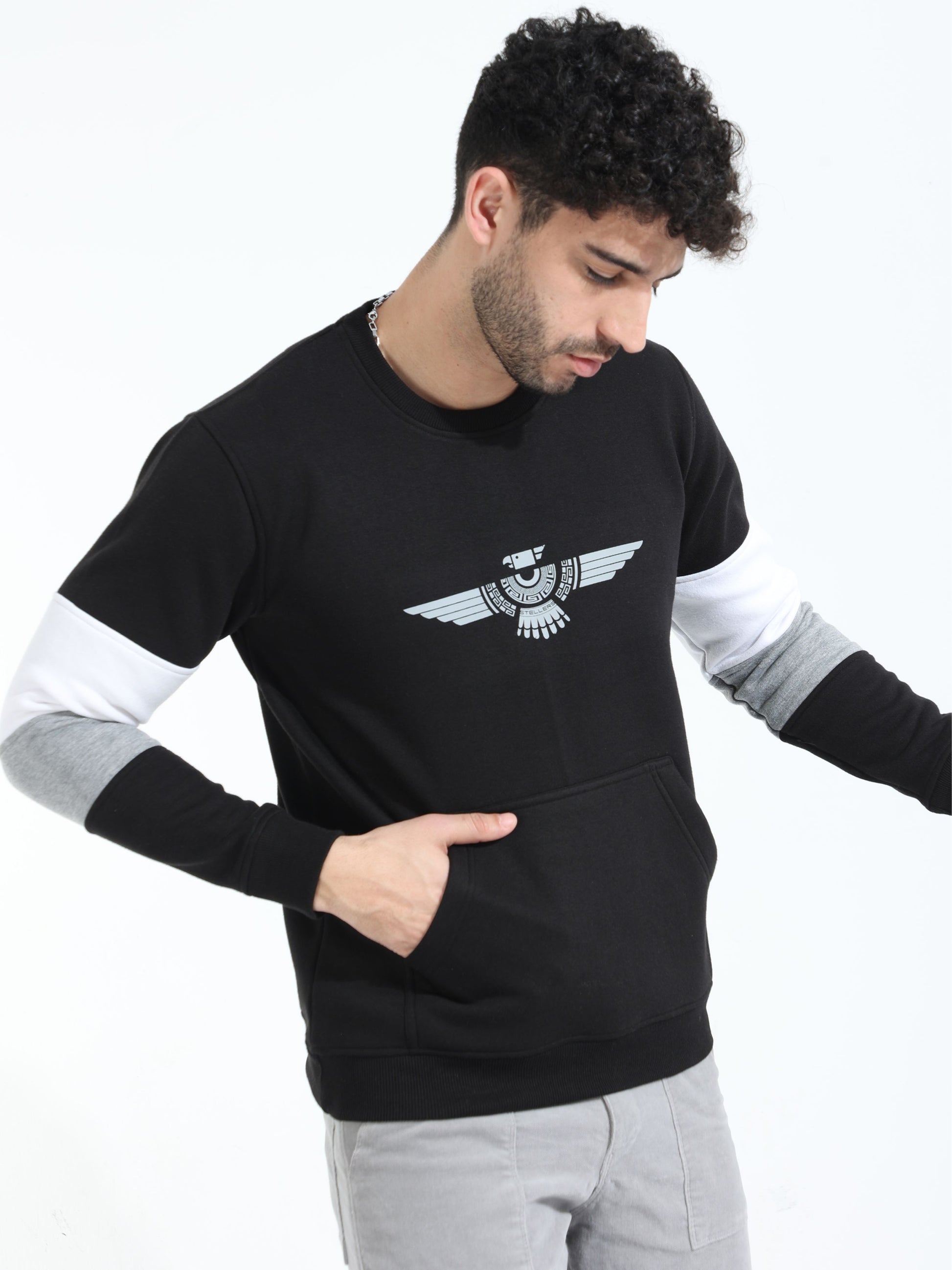  Black Men's Crew Neck Sweatshirt