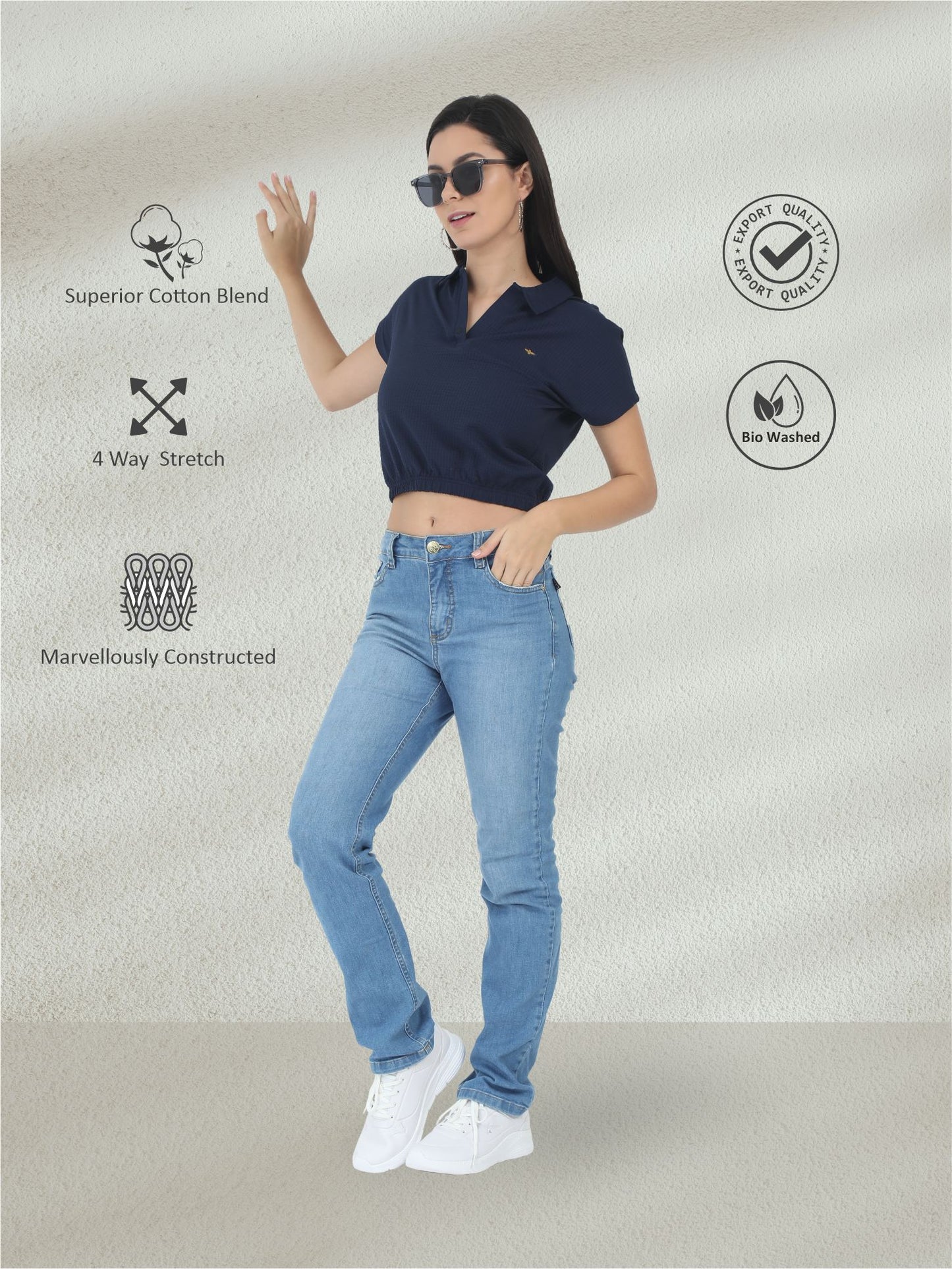 Navy Blue Women's Crop Tops