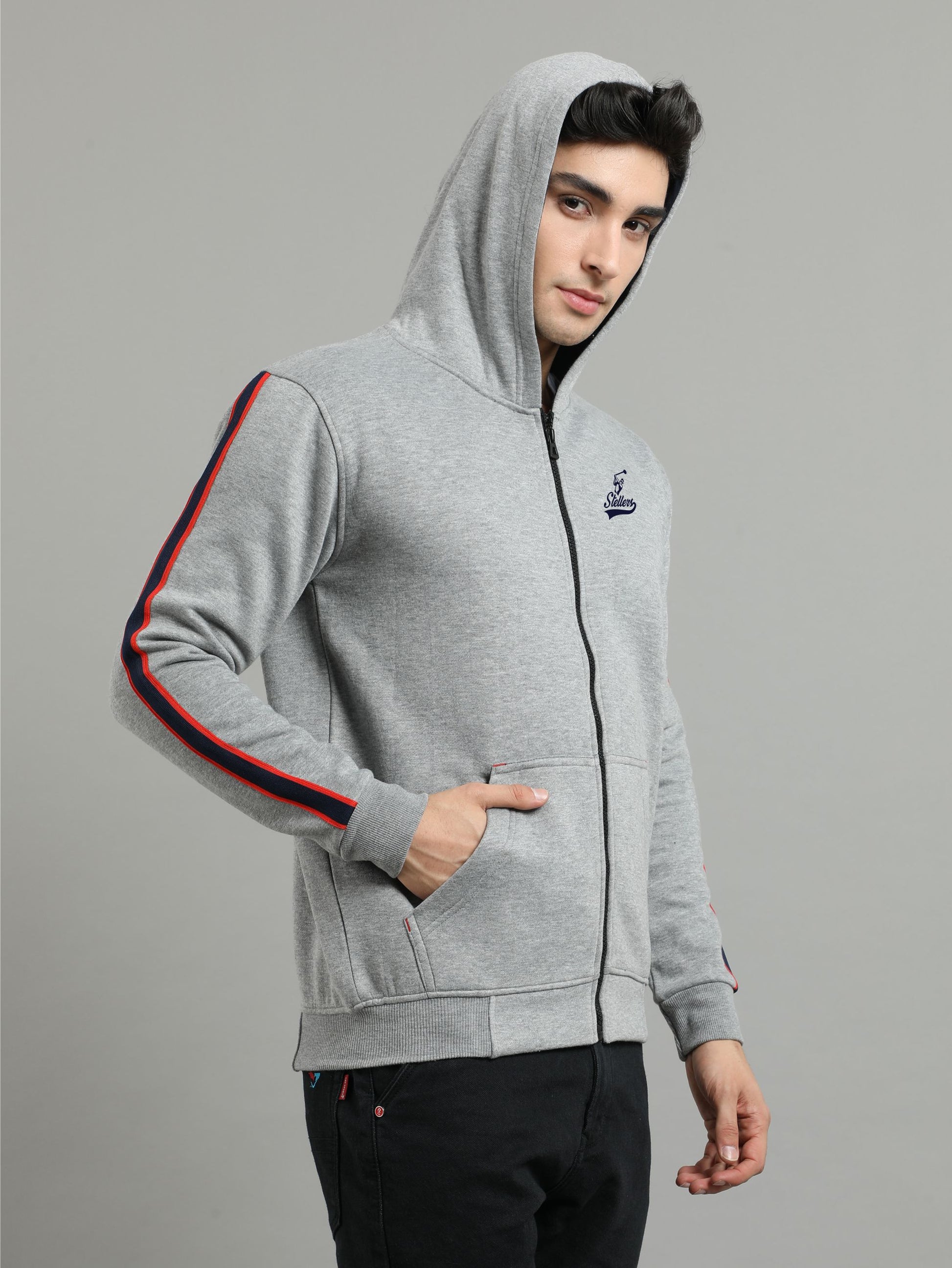 Grey Men's Zipper Hoodies
