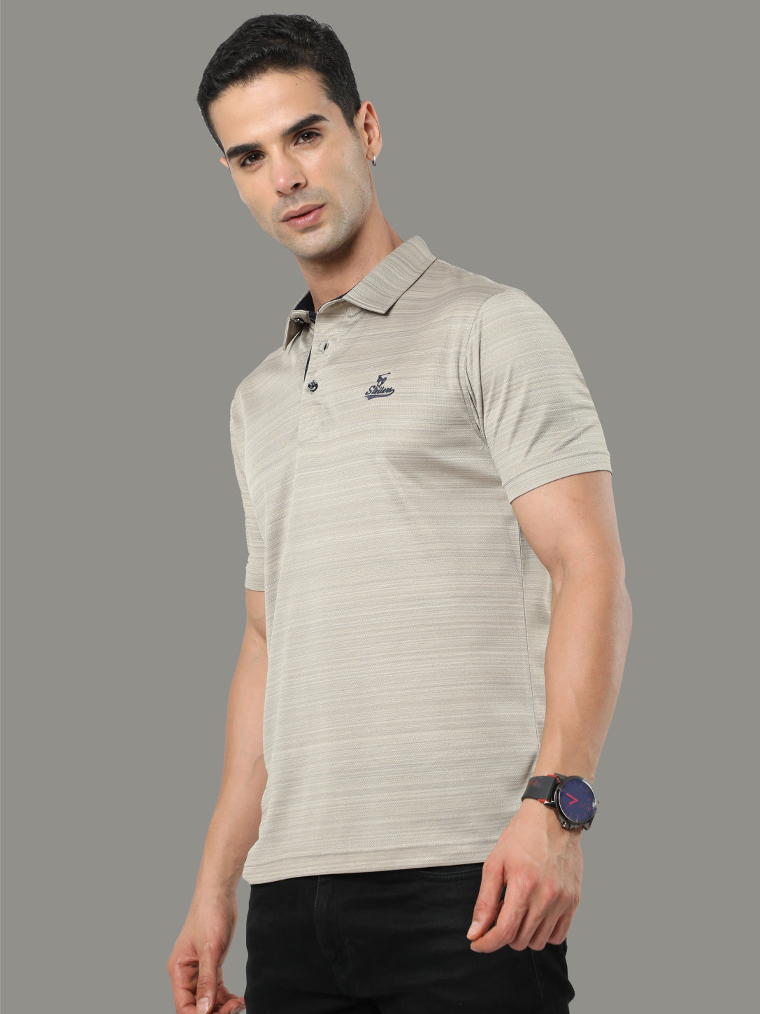 Moose Grey Men's Barcode Golf Polo T Shirt