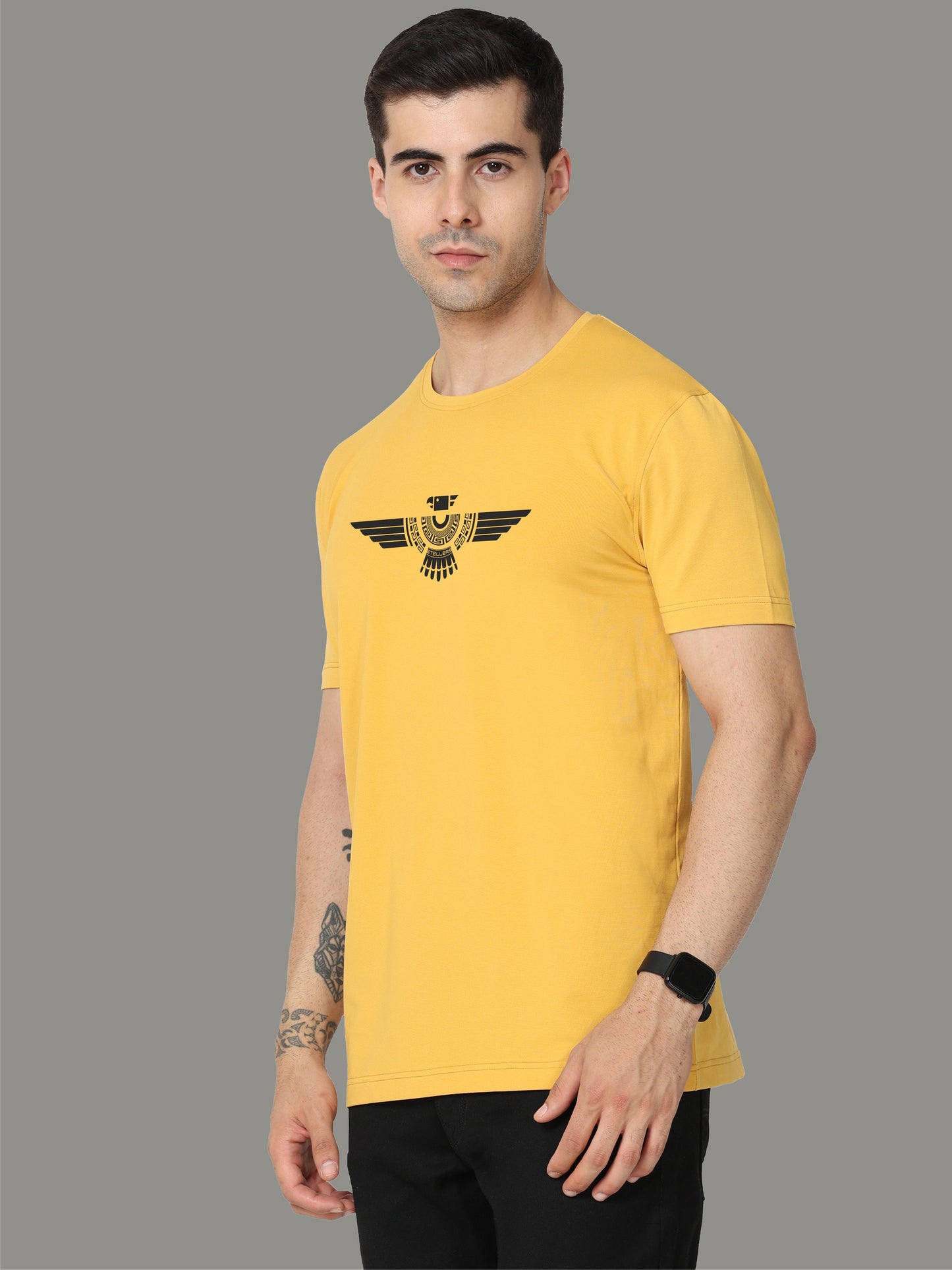 Mustard Men's Crew Neck T-Shirts Tribal