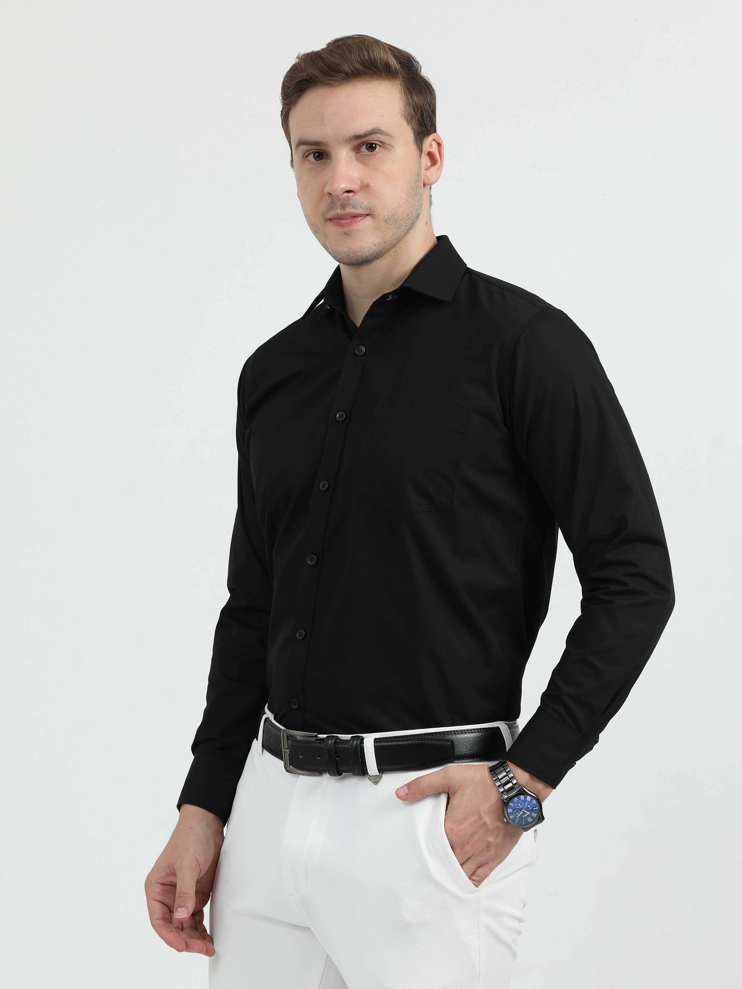 Black Men's Premium Poplin Office Formals