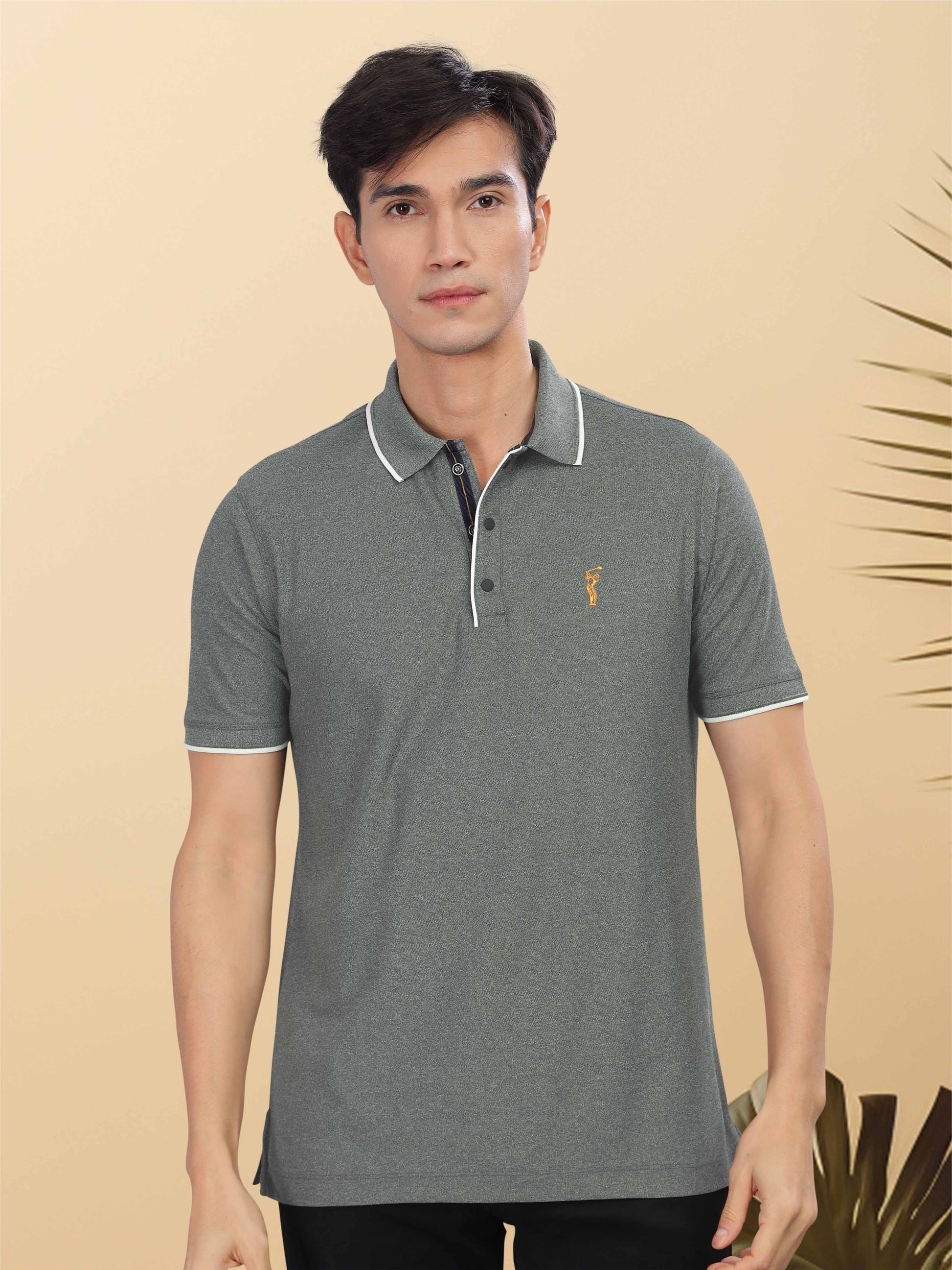 Charcoal Grey Men's Tipping Polo T-Shirt