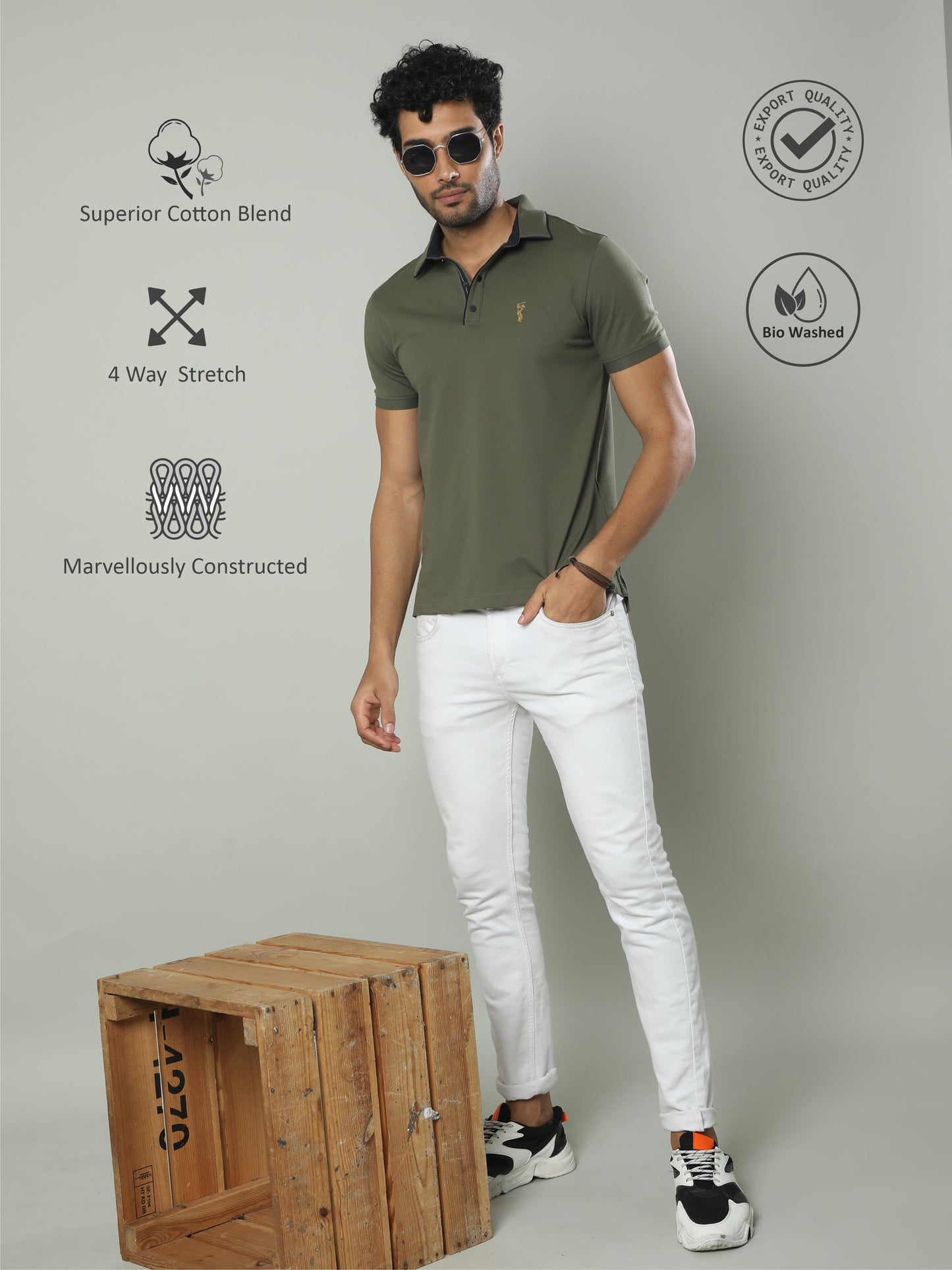 Drab Olive Men Premium SoftBerry PQ Polo T-Shirt