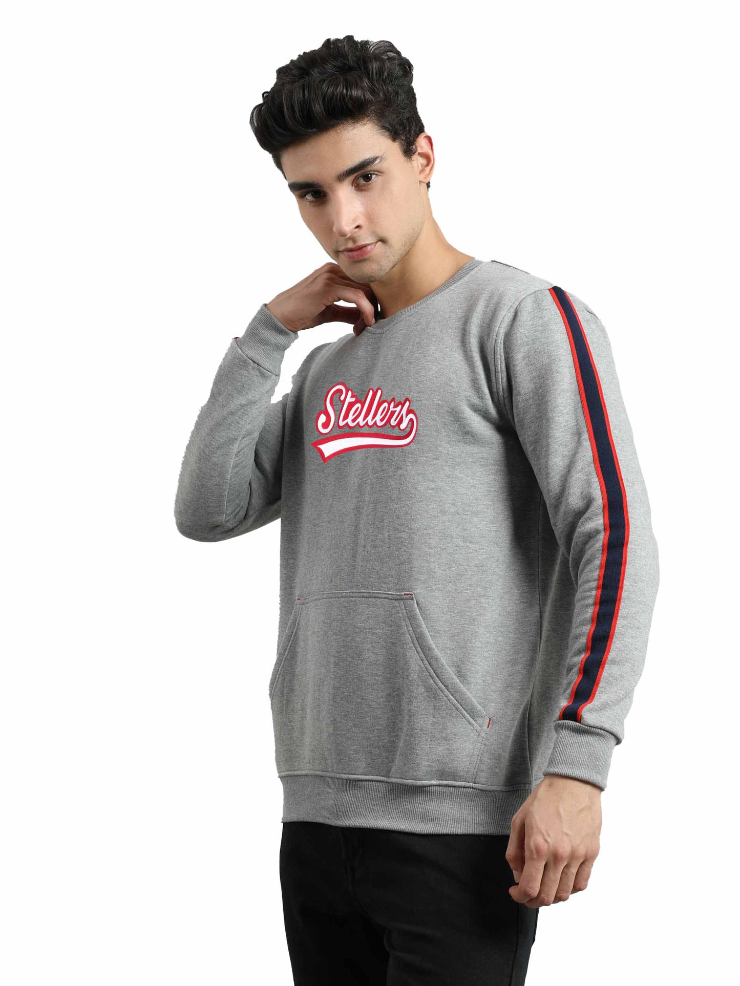 Grey Men's Cotton Crew Neck Sweatshirt