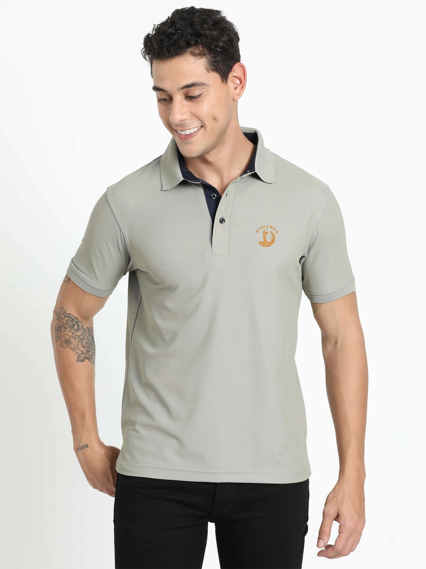 Moose Grey Golf Polo T-Shirt