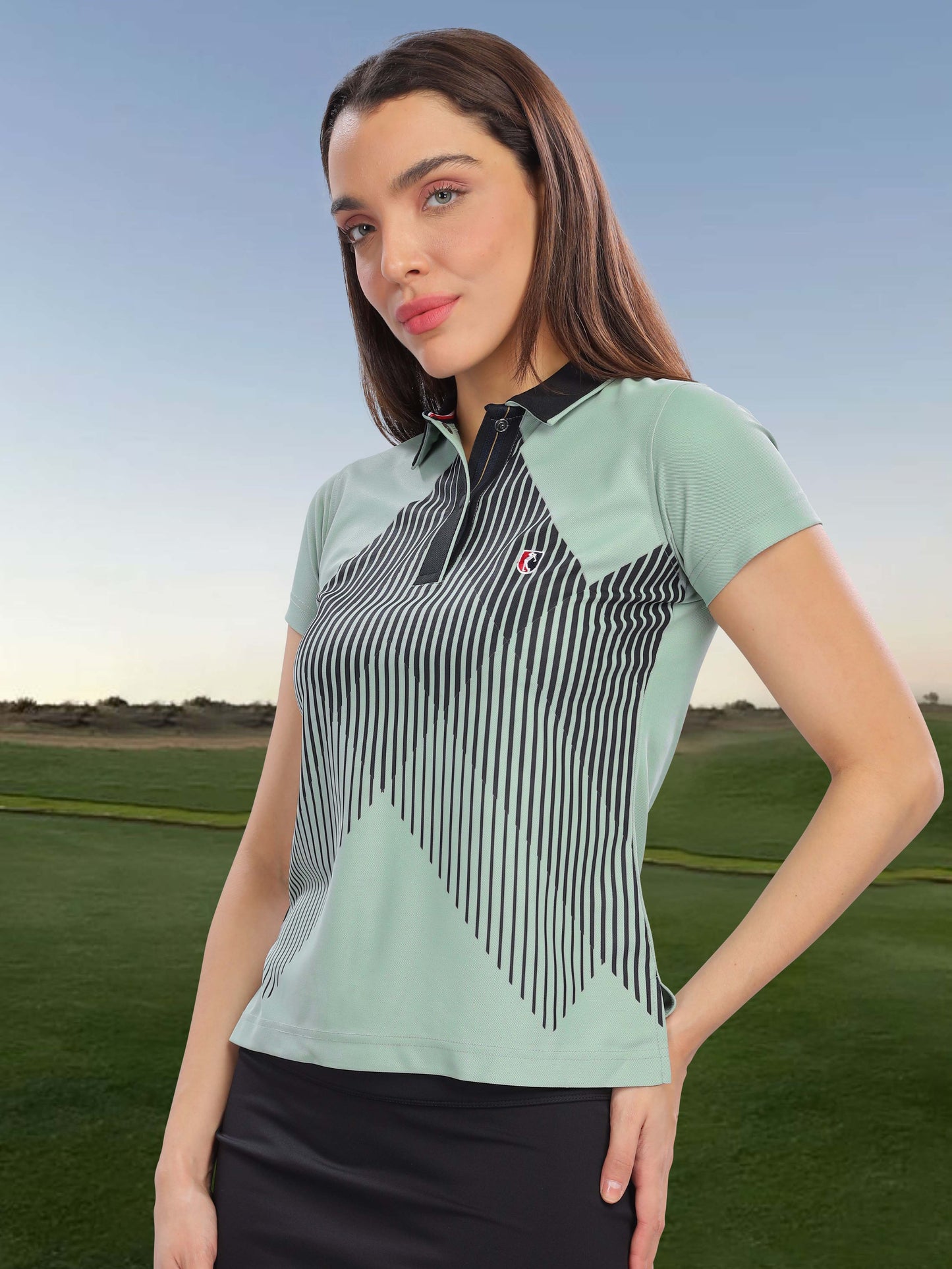 Misty-Green Women Active Wear Polo T-shirts