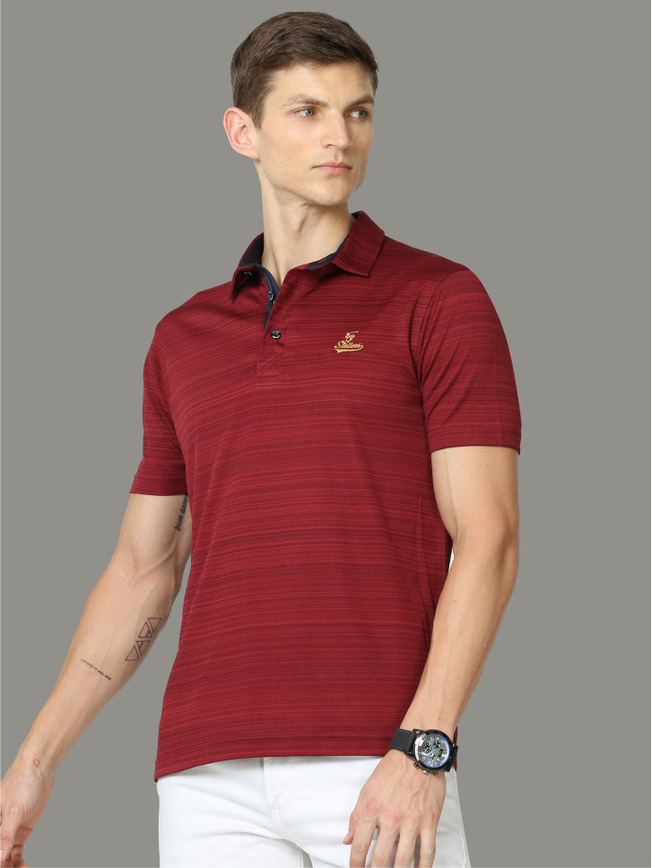 Maroon Men's Barcode Weave Golf Polo T Shirt