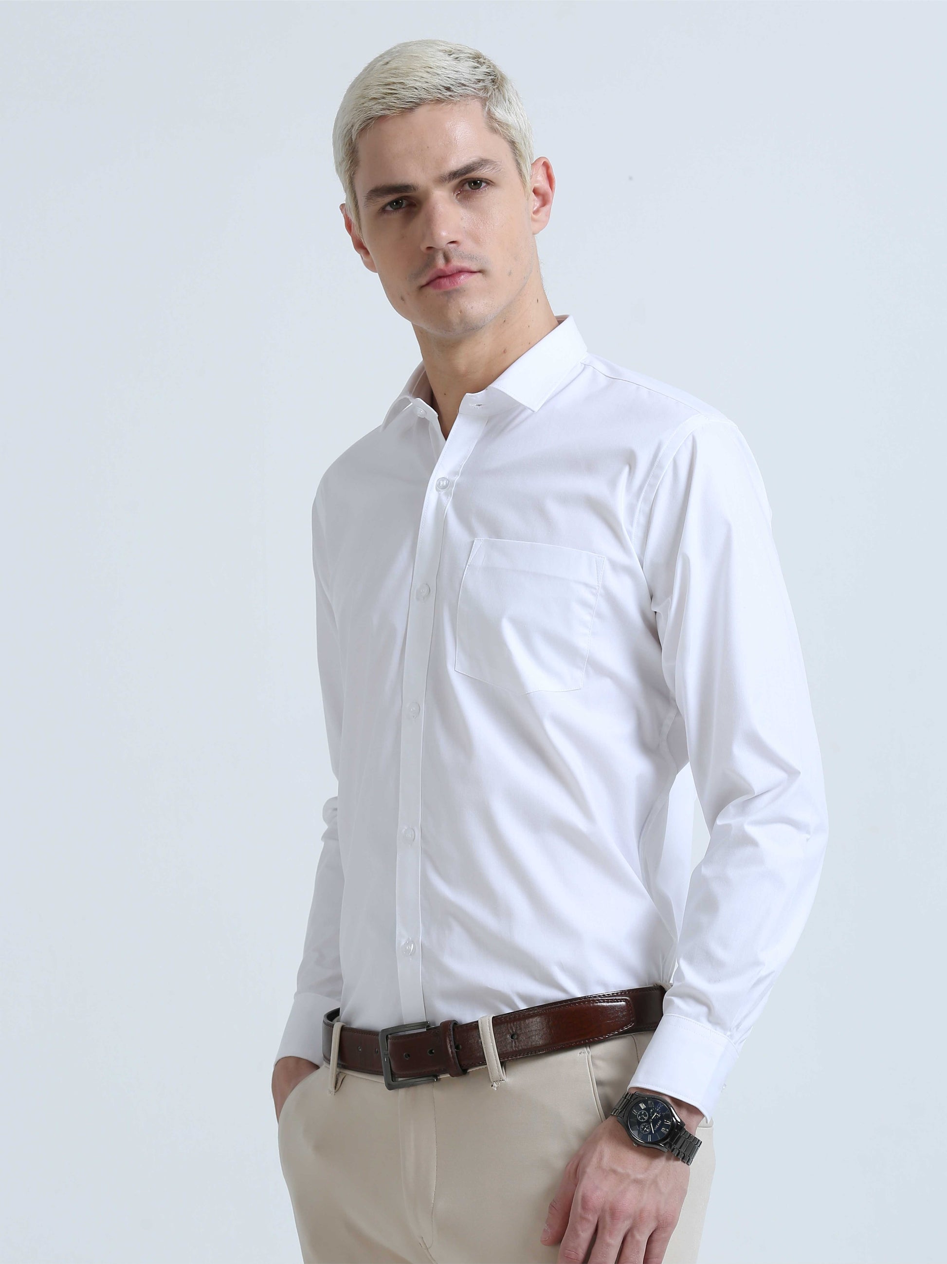 White Poplin Shirt Plus Size Shirts for Men 