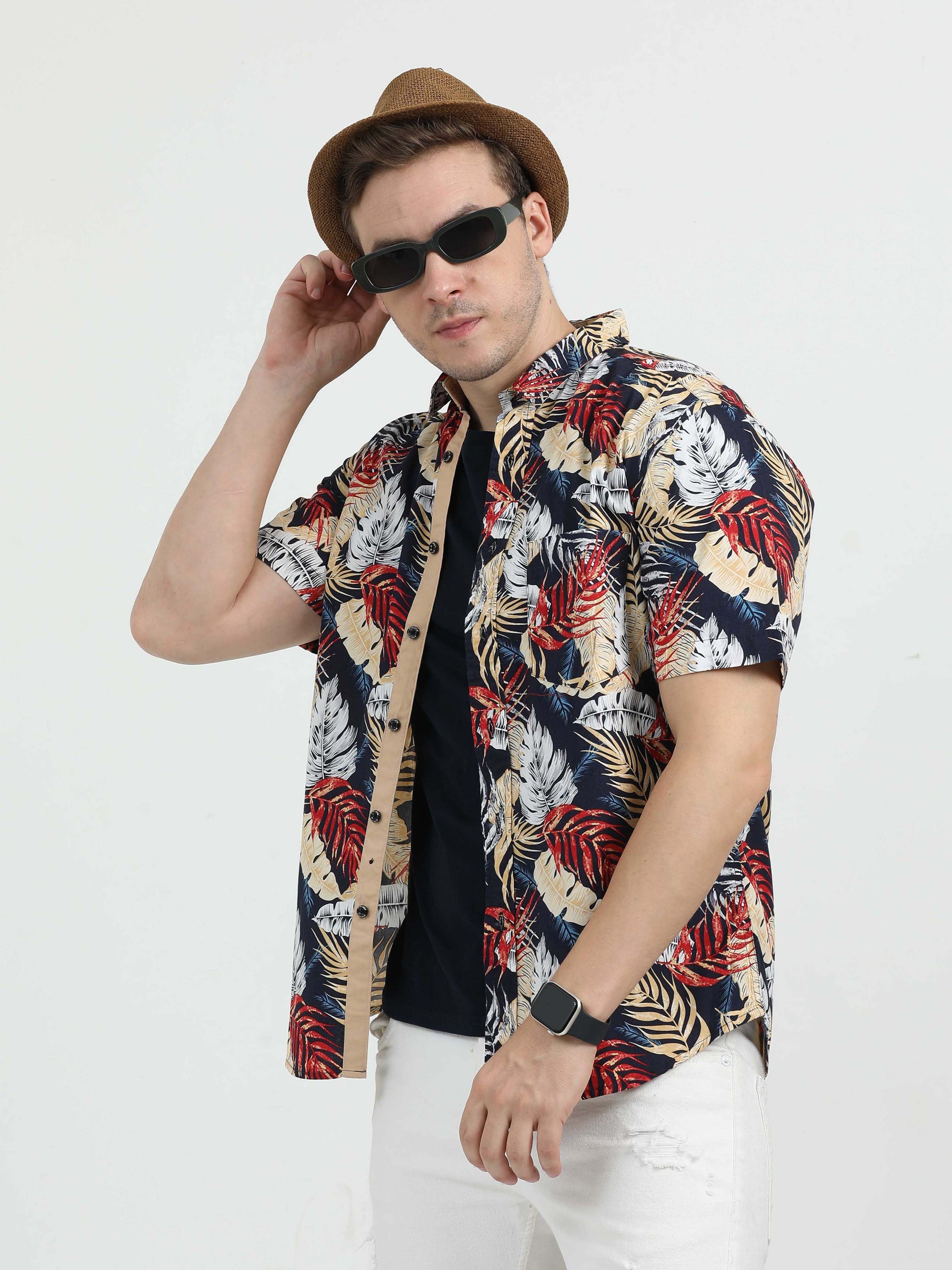 Maroon Printed Casual Shirt for Men