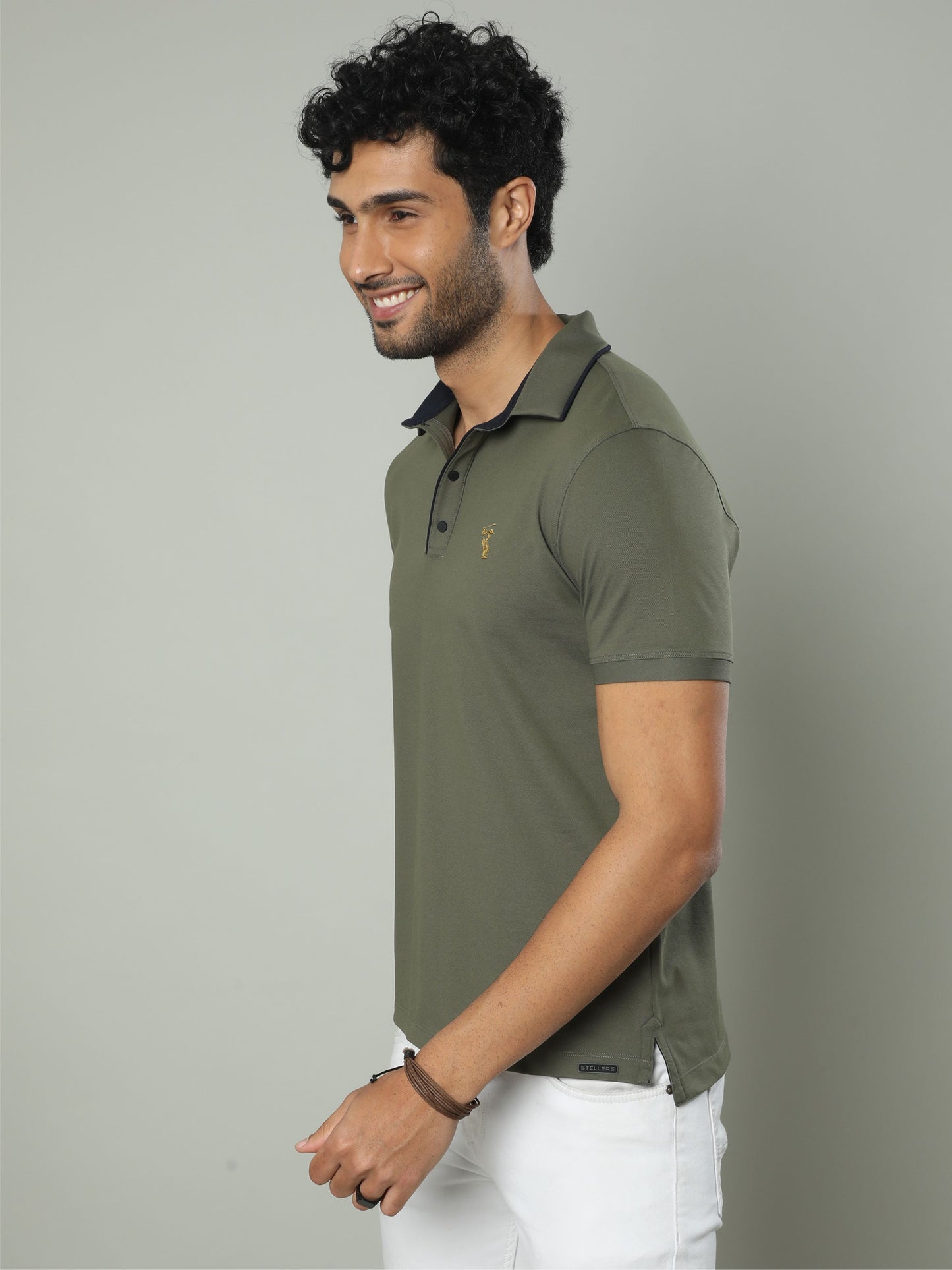 Drab Olive Men Premium SoftBerry PQ Polo T-Shirt