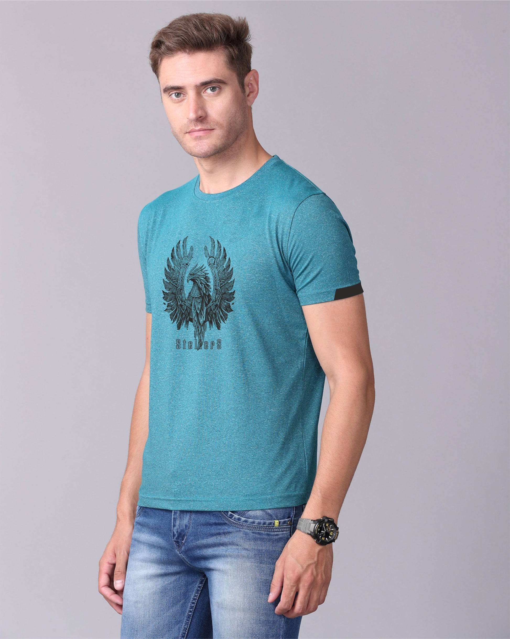 Jade Green Men's Cotton Crew Neck T-Shirt 