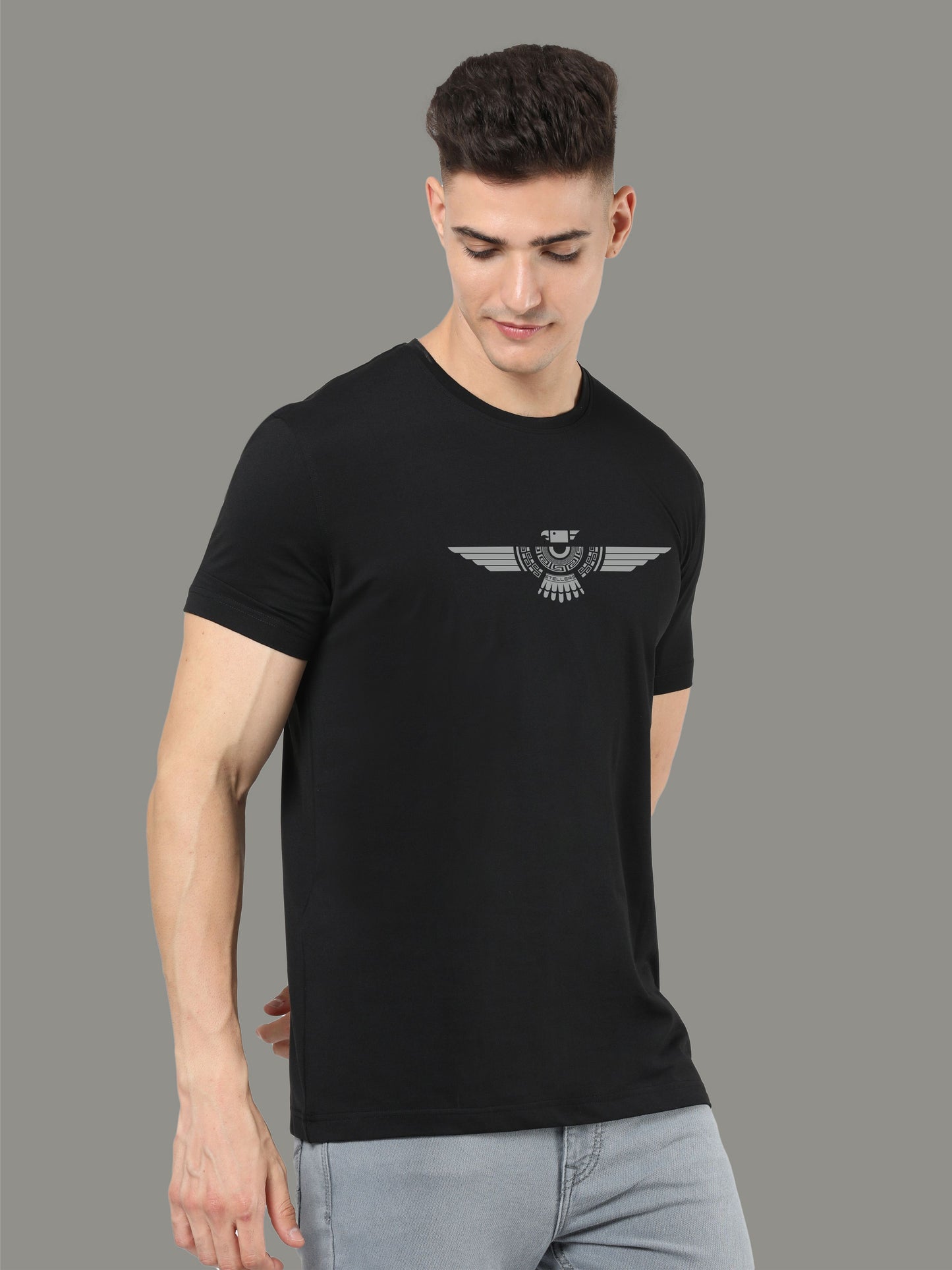 Black Men's Crew Neck T-Shirts Tribal