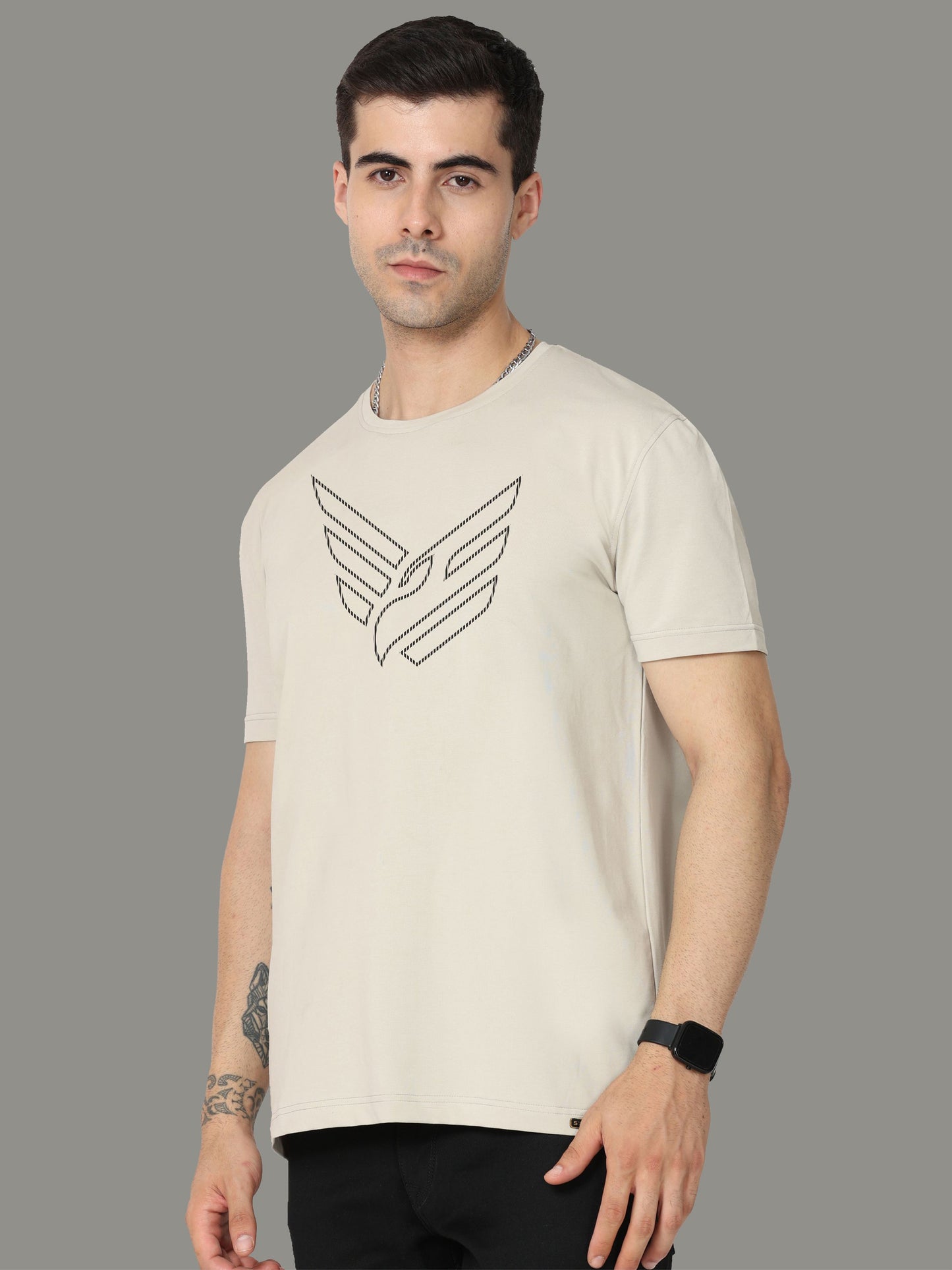 Moose Grey Dot Eagle Men’s Crew Neck T Shirt
