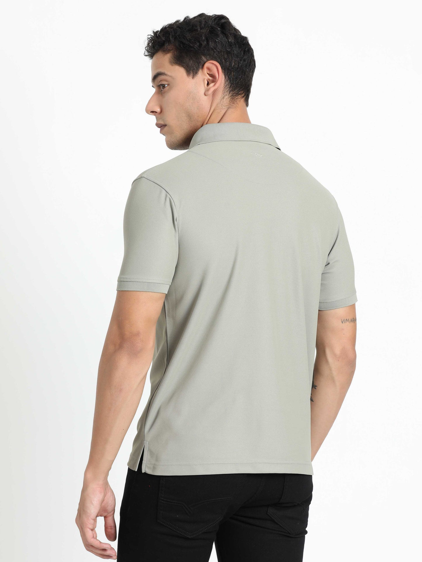 Men Moose Grey Classic Golf Polo T-Shirt | Quick Dry | Stretchable | UV Protected | Wrinkle & Odour-Free