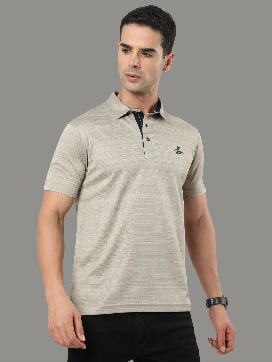Moose Grey Men's Barcode Golf Polo T Shirt