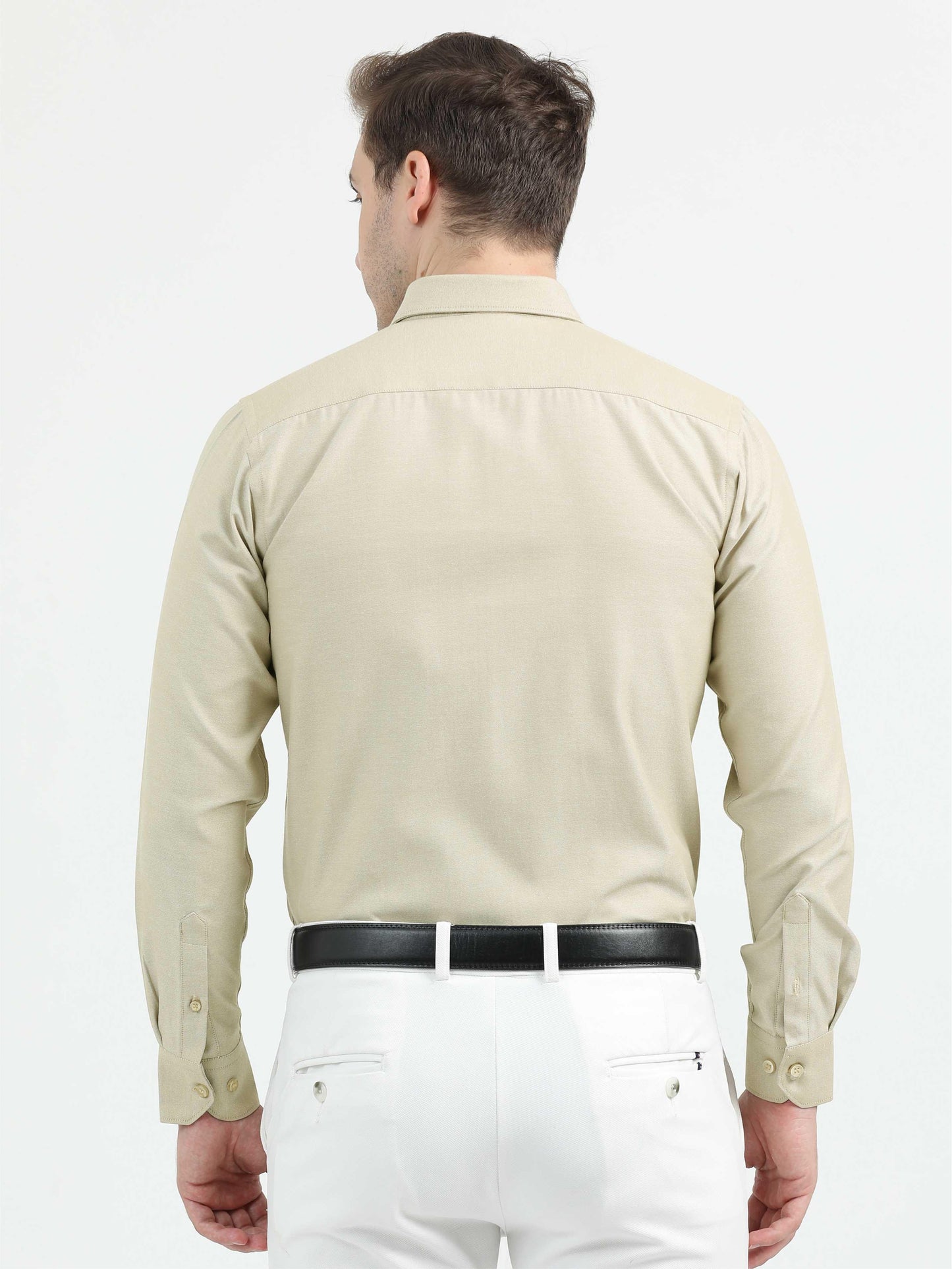 Beige Men's Premium Oxford Office Formals-Plus Size