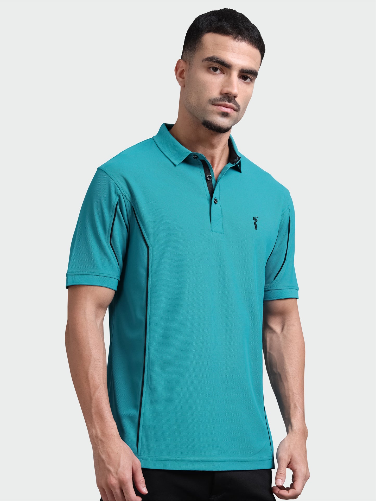 Jade Green - Men's Piping Design Polo T-Shirt | Wrinkle-Free | Quick Dry |  Odour-Free | Stretchable | UV Protected