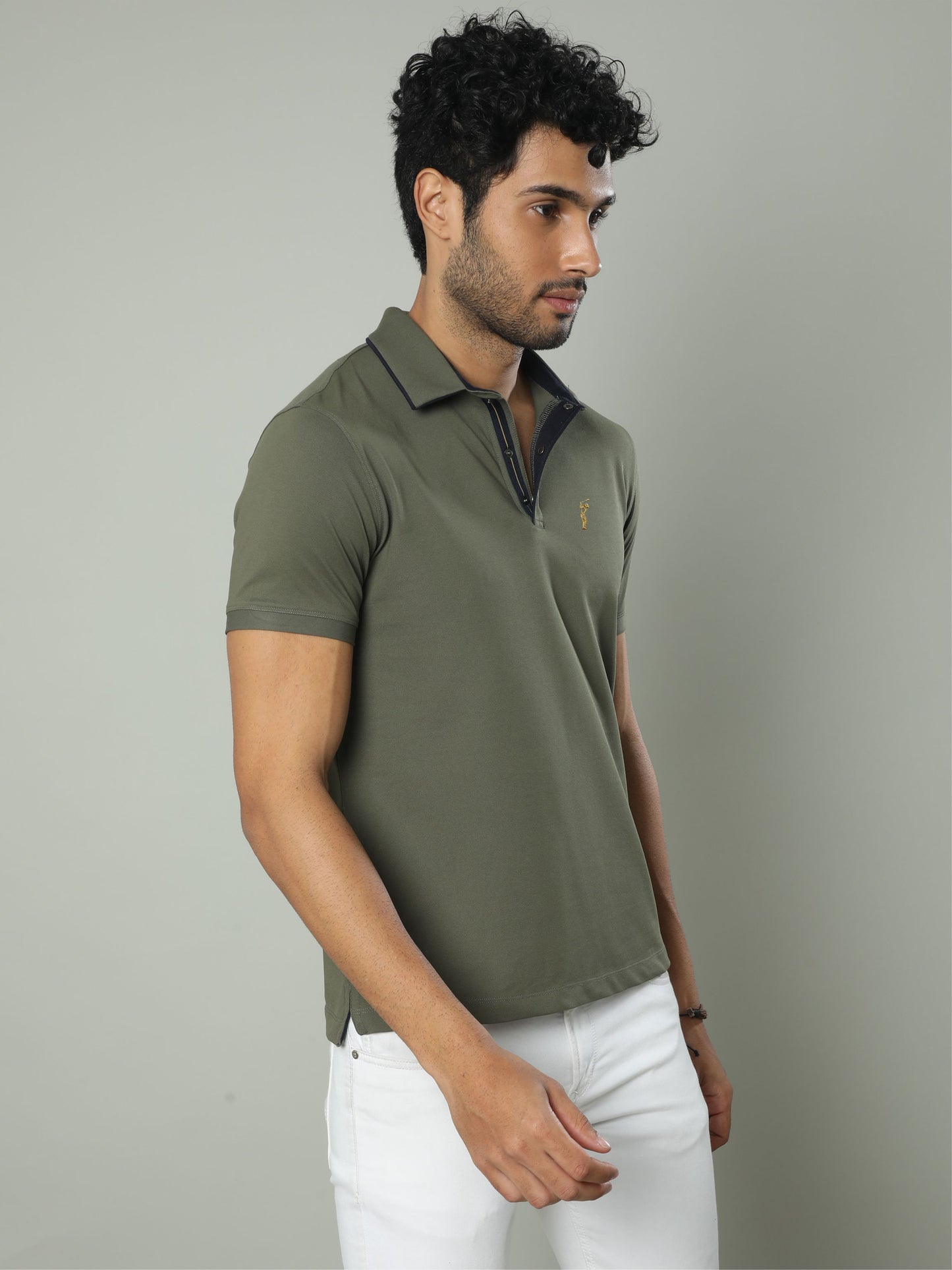 Drab Olive Men Premium SoftBerry PQ Polo T-Shirt