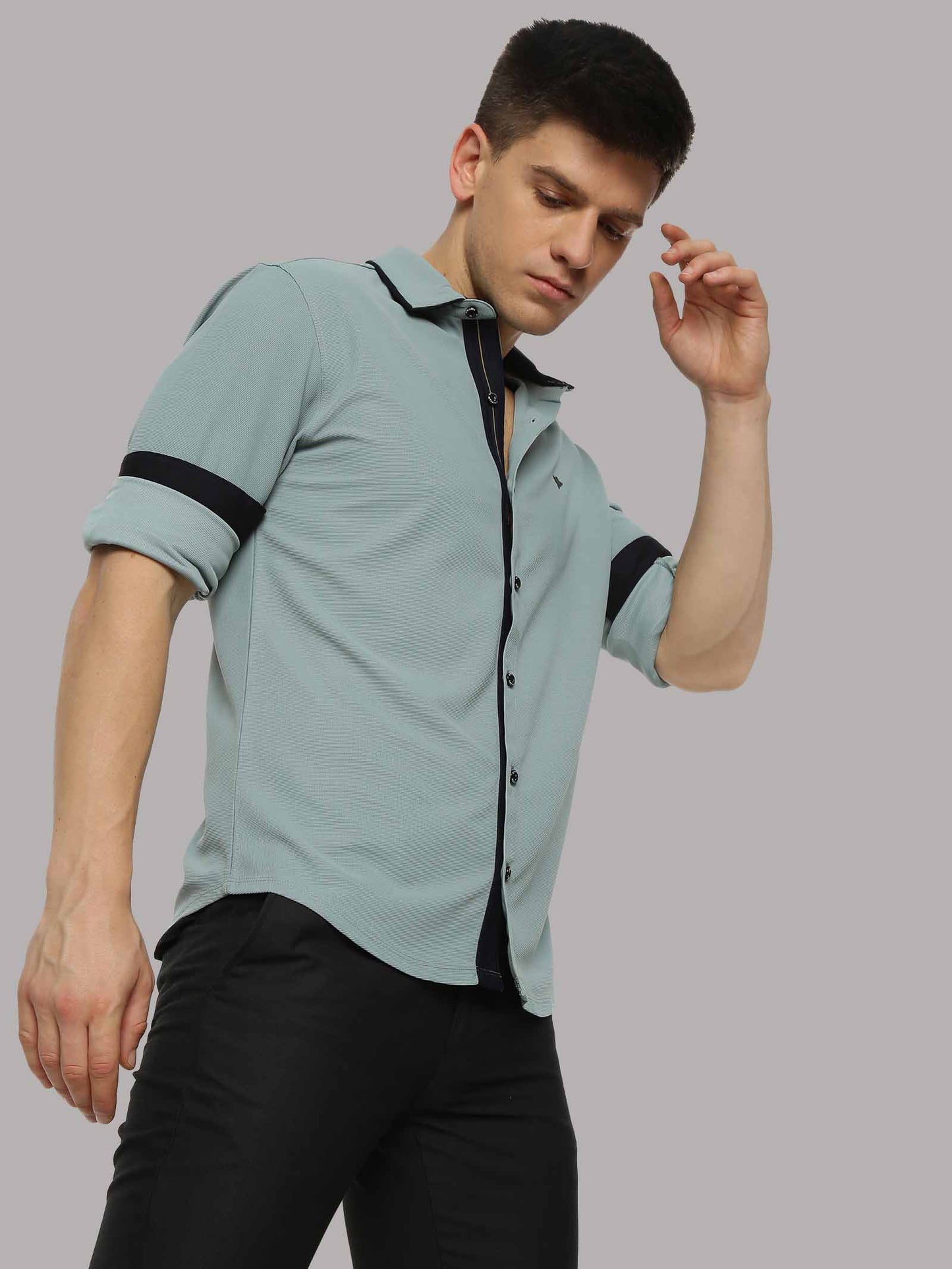 Men's Premium Knitted Shirts-Misty Green