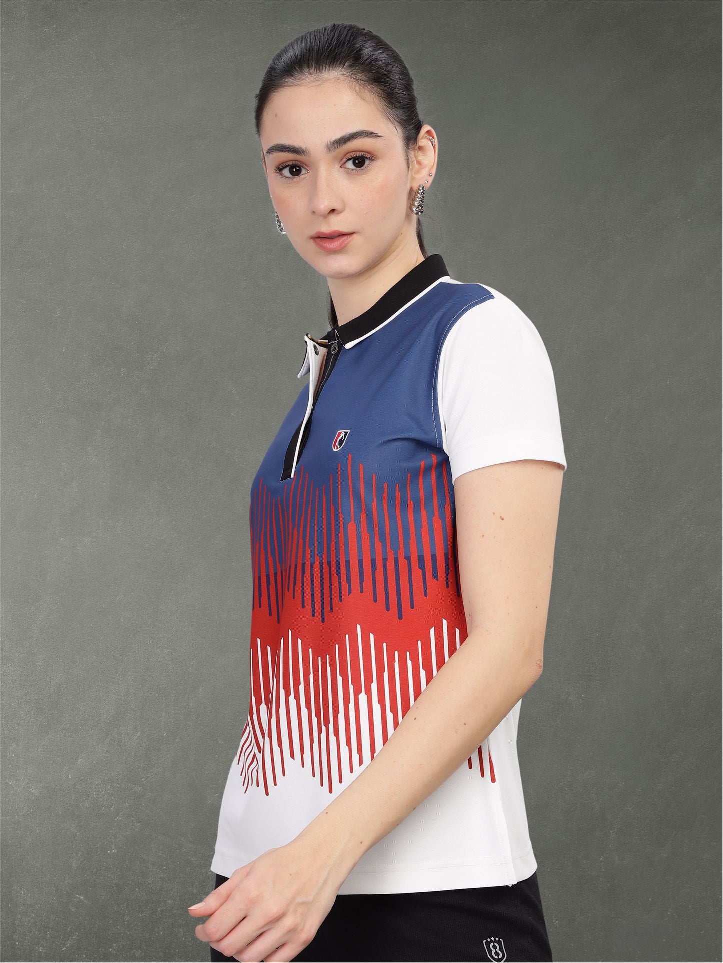 Multi Color Women Active Wear Polo T-shirt