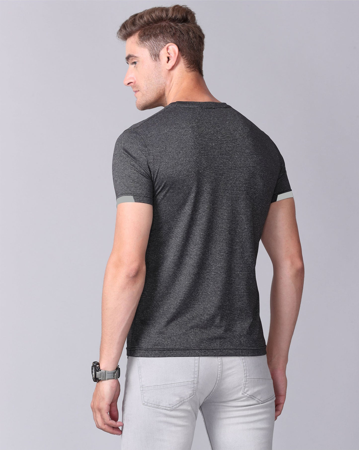 Black Men's Cotton Round Neck T Shirt