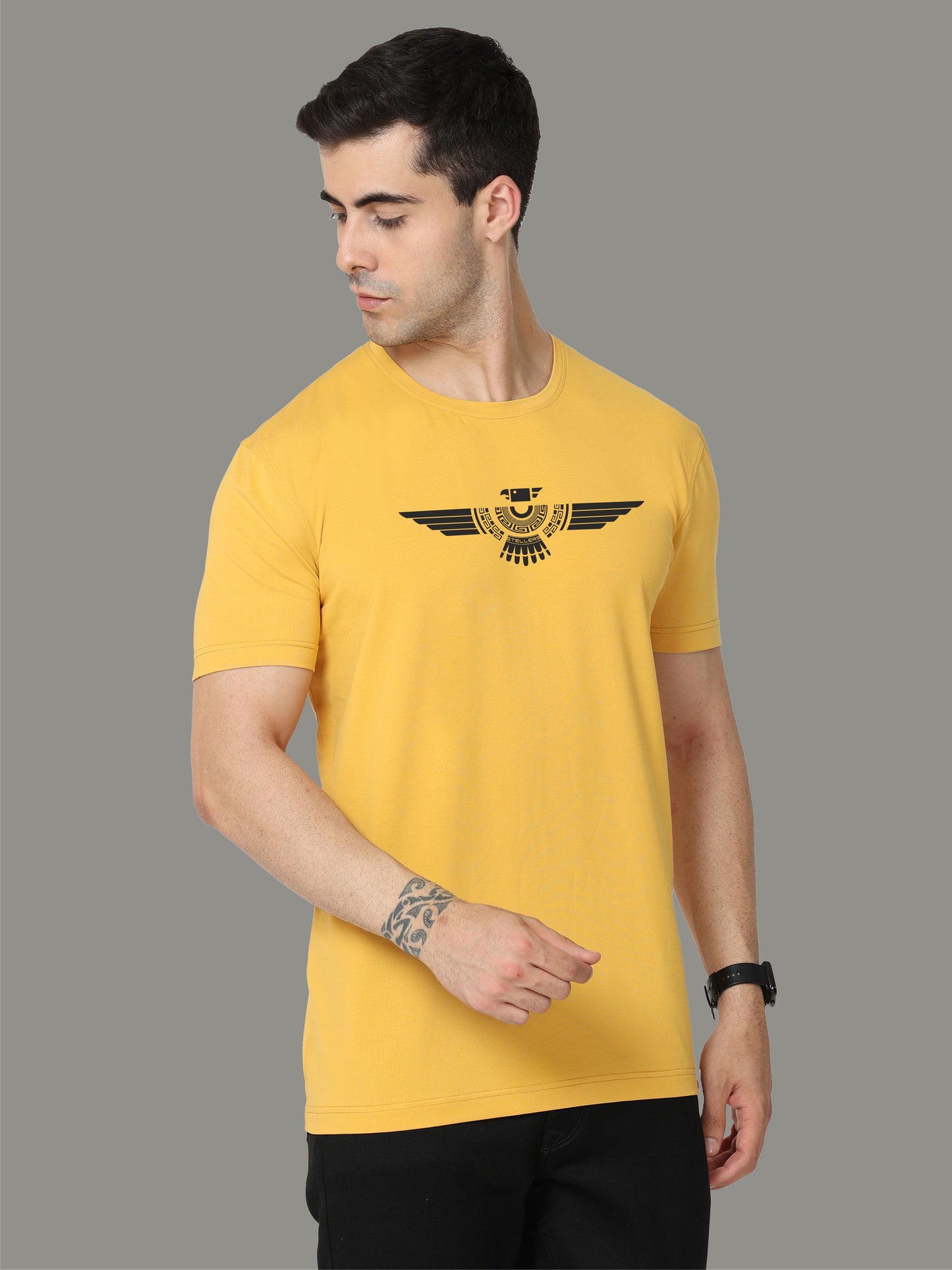 Mustard Men's Crew Neck T-Shirts Tribal