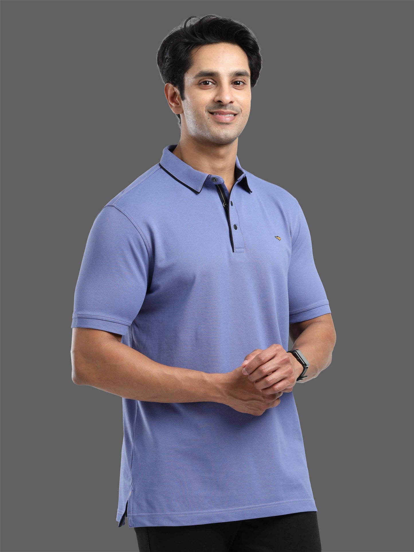 Denim Blue Men Premium SoftBerry PQ Polo T-Shirt