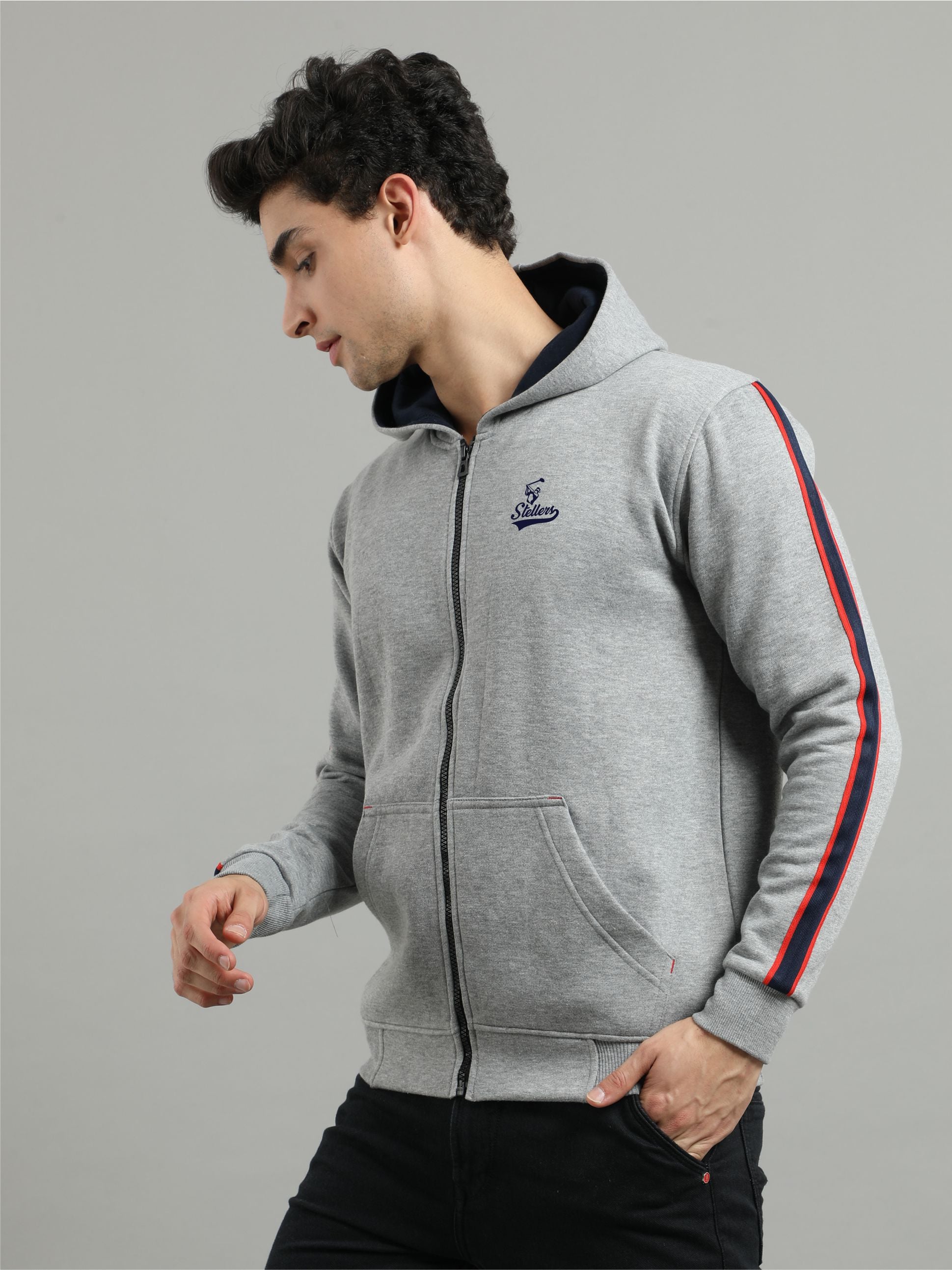 Grey Men's Zipper Hoodies