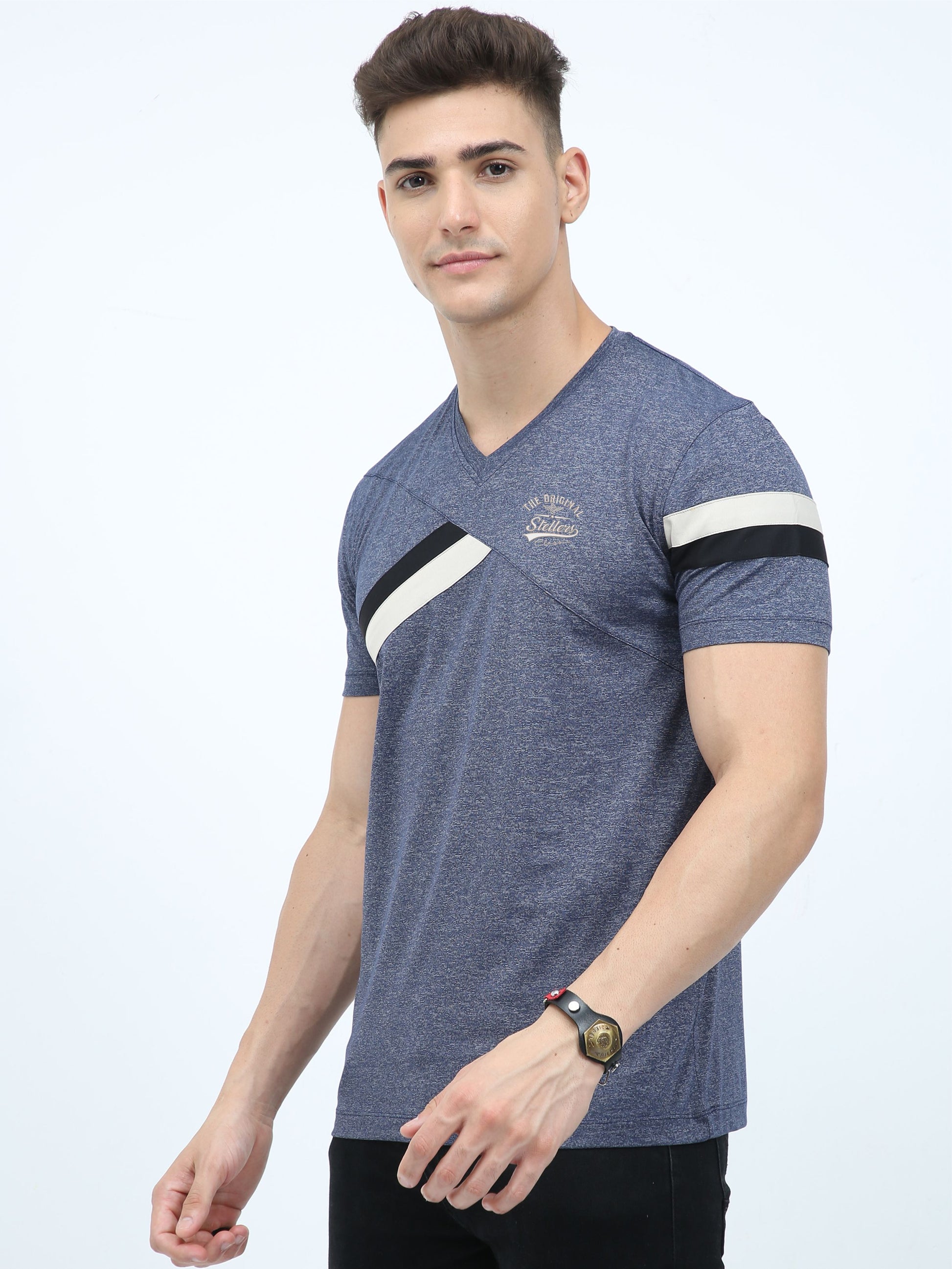 Navy Blue Premium Cotton vee neck t shirts