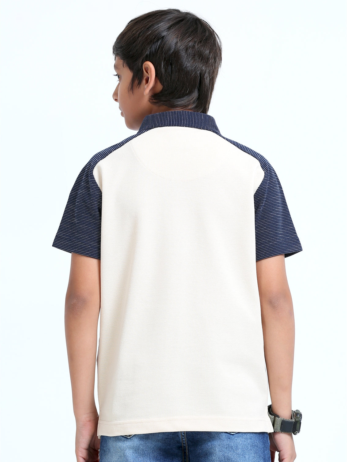 Beige Center Panel Boy's Golf Polo T-Shirt