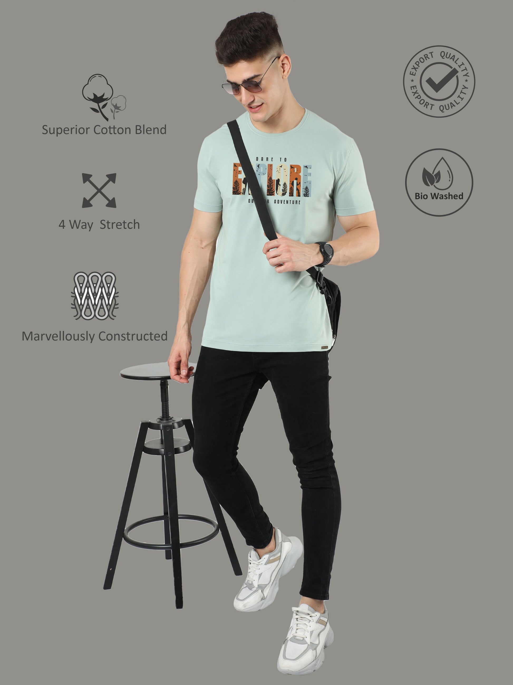 Ocean Green Men’s Round Neck T Shirts