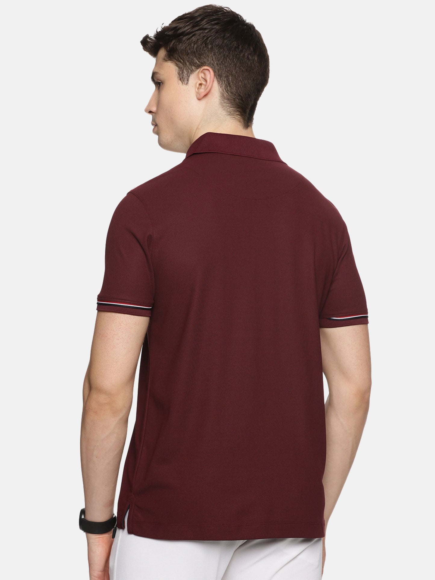 Wine Men's Zipper Placket Polo T-Shirt | Quick Dry | Stretchable | UV Protected | Wrinkle & Odour-Free